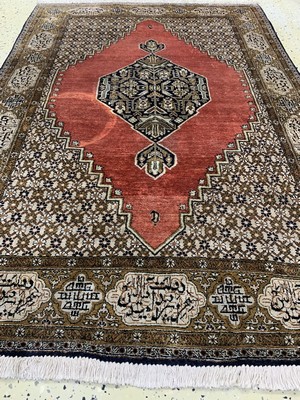 26779373c - Qum silk old, Persia, mid-20th century, pure natural silk, approx. 155 x 107 cm, condition:2. Rugs, Carpets & Flatweaves