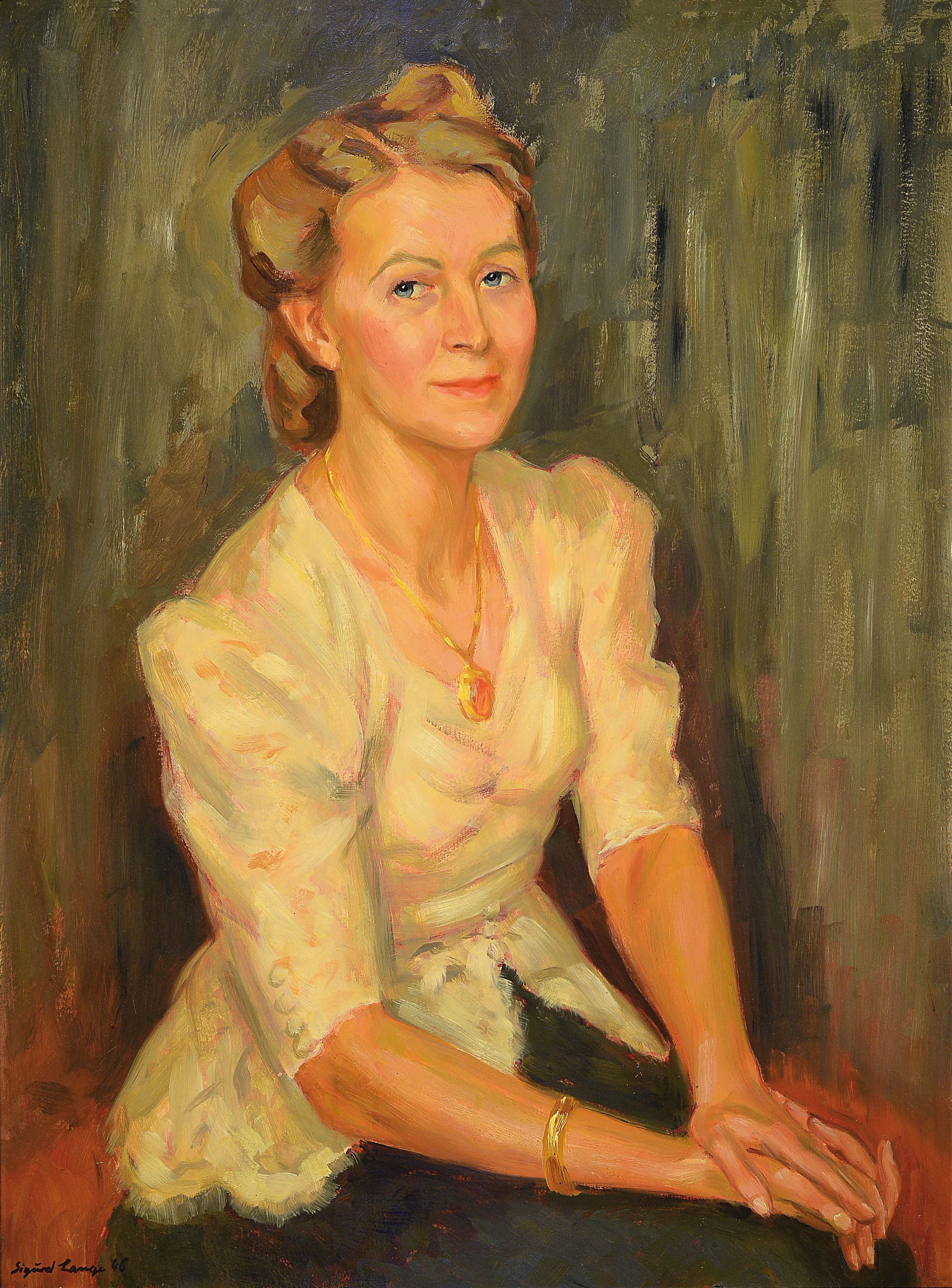 Sigurd Lange, 1904-2000, Porträt einer jungen Frau, Öl/Malkarton, links unten signiert und dat. 46, ca. 90x68cm, R.