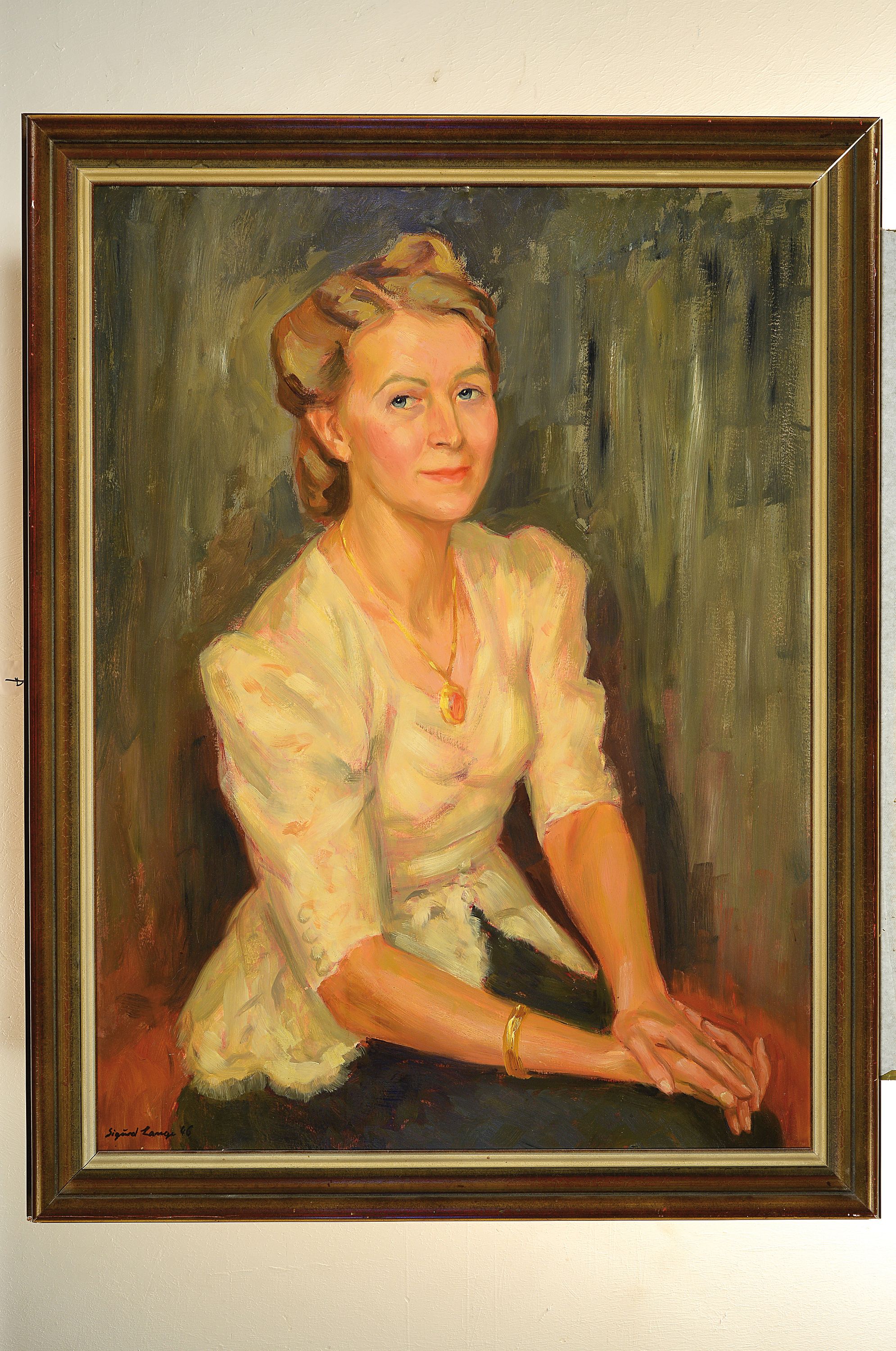 Detail k: Sigurd Lange, 1904-2000, Porträt einer jungen Frau, Öl/Malkarton, links unten signiert und dat. 46, ca. 90x68cm, R.