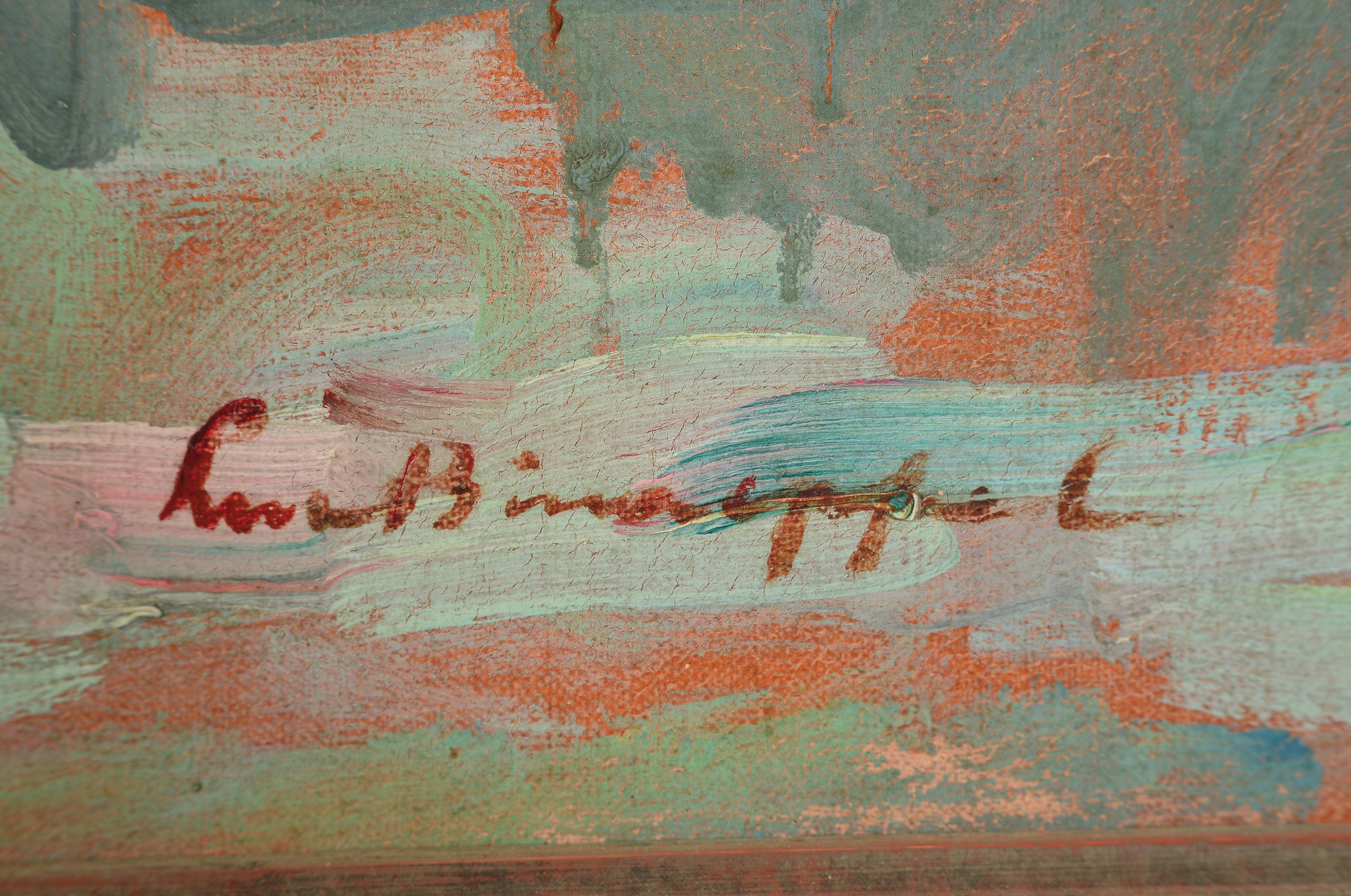Detail a: Lucien Binaepfel, 1893 - 1972, üppiges Blumenstillleben mit Sommerblumen in blauer Majolikavase, Öl/Lwd, signiert, 90 x 70 cm, Rahmen ca. 106 x 88 ...