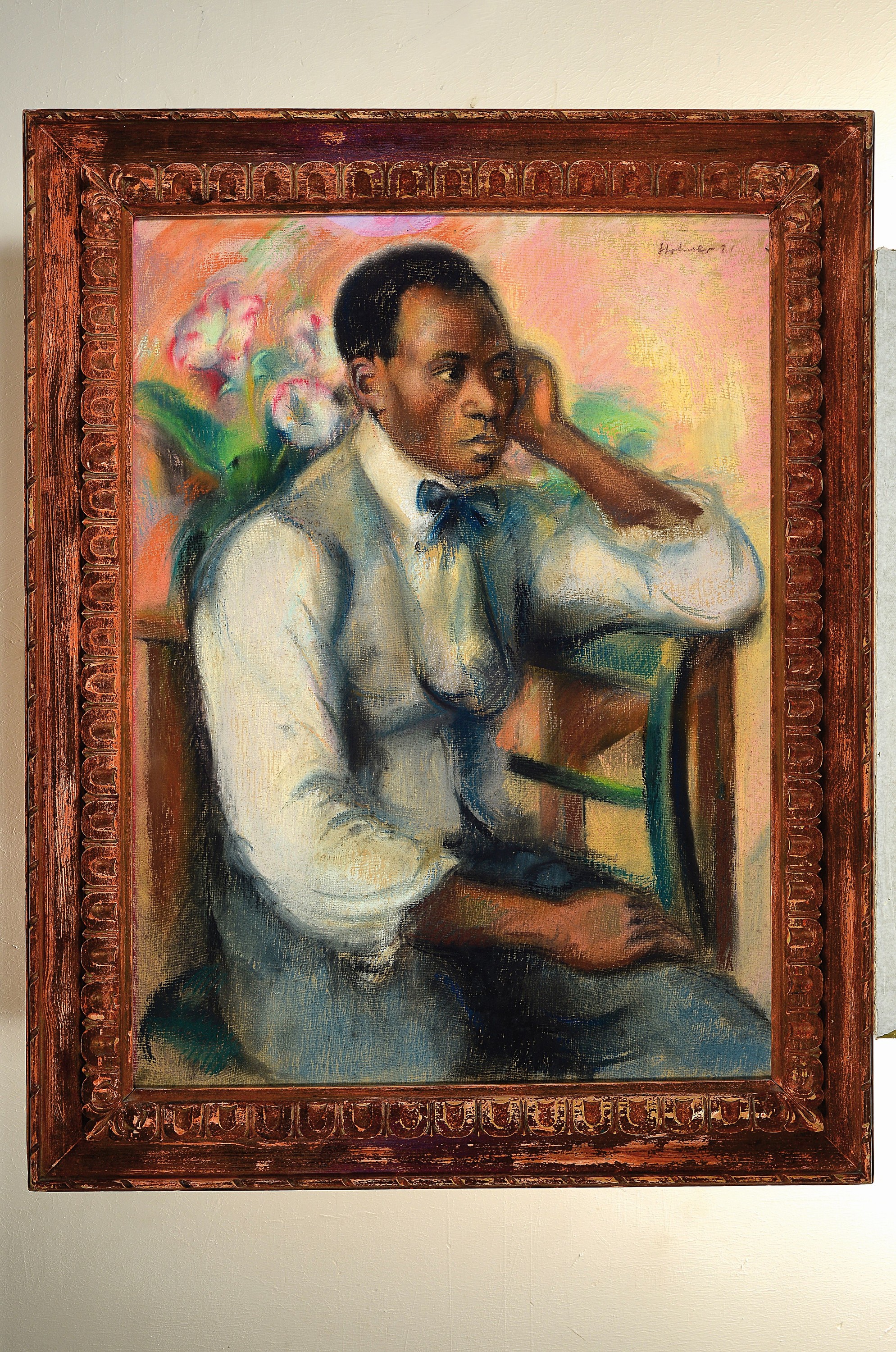 Detail k: Karl Stohner, Mannheim 1894 - 1957, Porträt, Pastell, re. o. signiert u.datiert 31, ca. 89 x 66 cm, unter, Glas, Rahmen ca. 108 x 84 cm