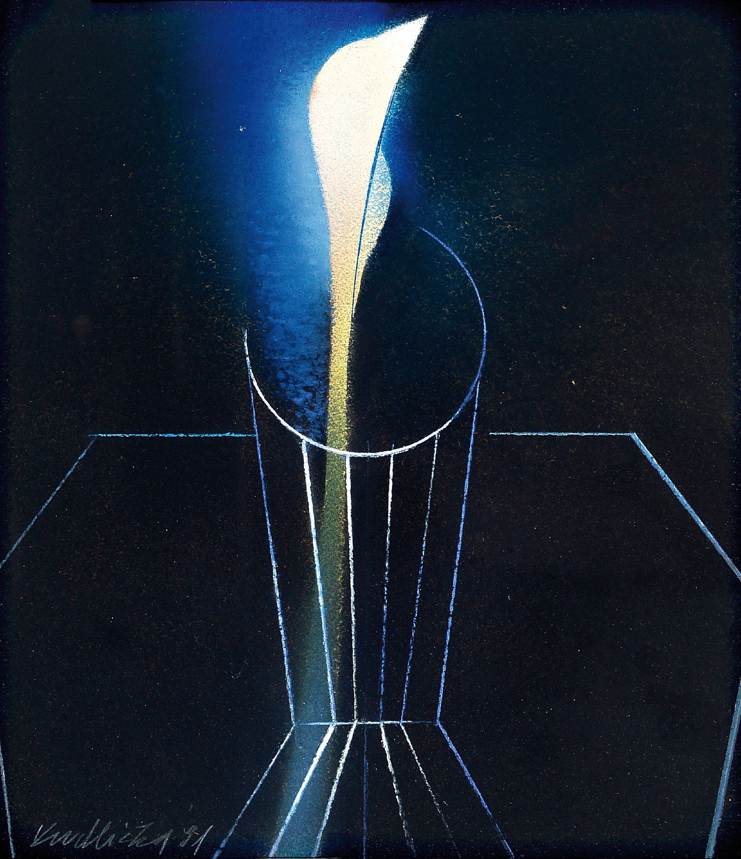 Jan Kudlicka, geb. 1948, Ohne Titel, Pastell auf Papier, links unten sign. und dat. 91, ca. 44x38cm, PP, u.Gl., R. ca. 73x67cm