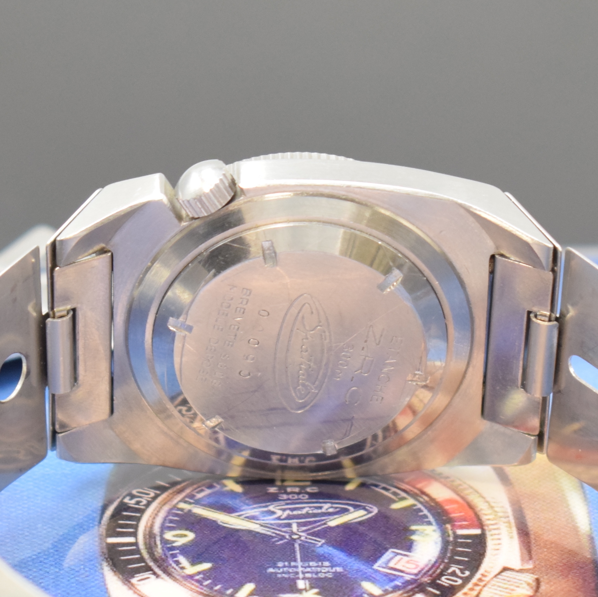 Detail d: Z.R.C Spatiale 300 Taucherarmbanduhr in Stahl, Automatik, Frankreich/Deutschland um 1970, Edelstahlgeh. inkl. orig. Spangenband und zus. orig. ...