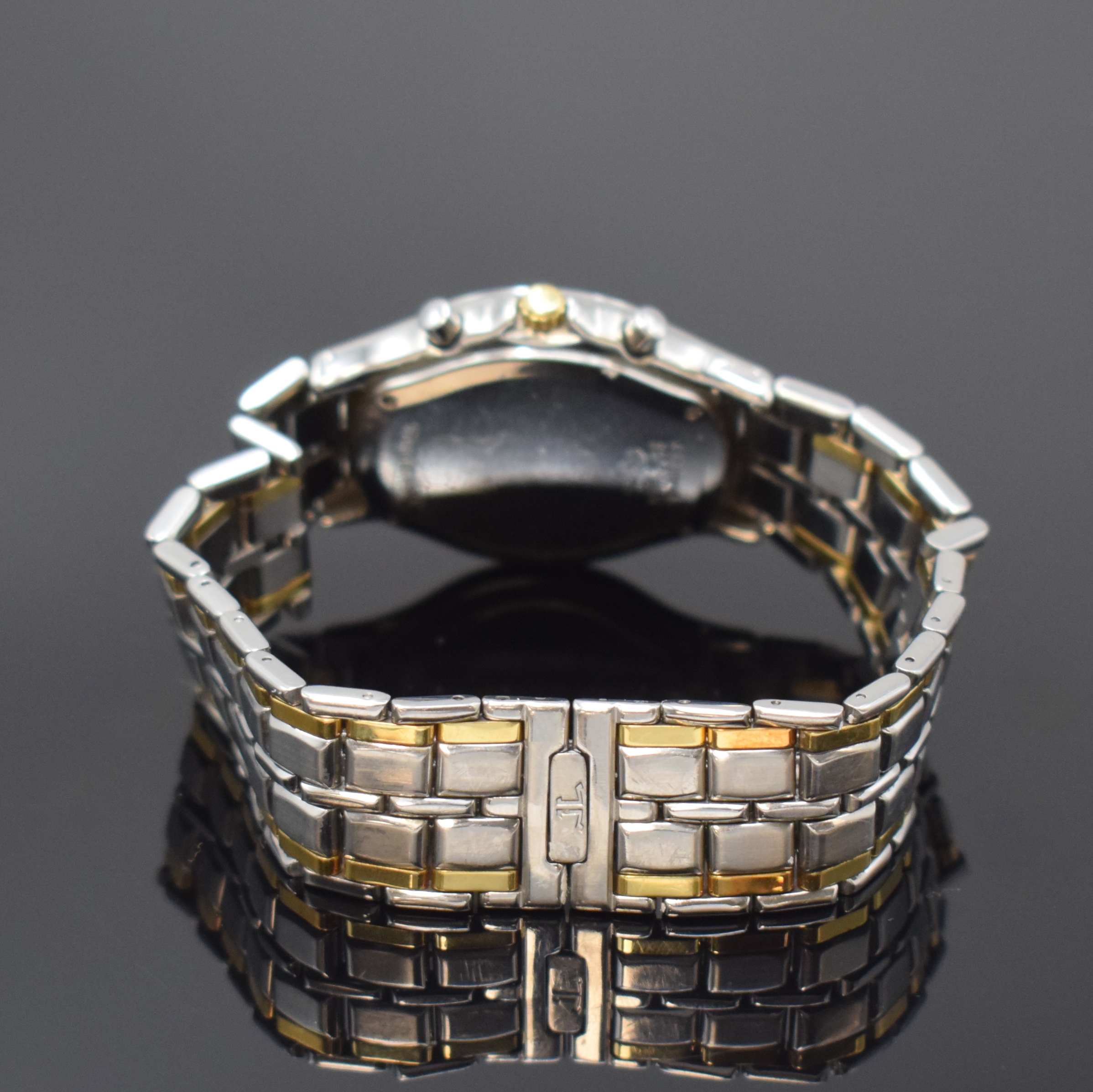 Detail b: Jaeger-LeCoultre Armbandchronograph Heraion Referenz 115.5.31, Schweiz um 1989, quarz, Edelstahl/Gold kombiniert inkl. Gliederband m. dopp. ...