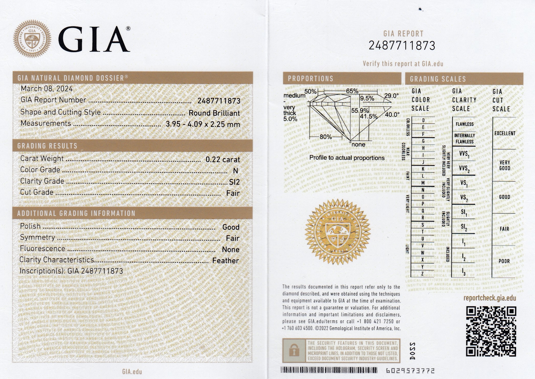 Detail b: Loser Brillant 0.22 ct get. N/si 2, mit GIA Zertifikat