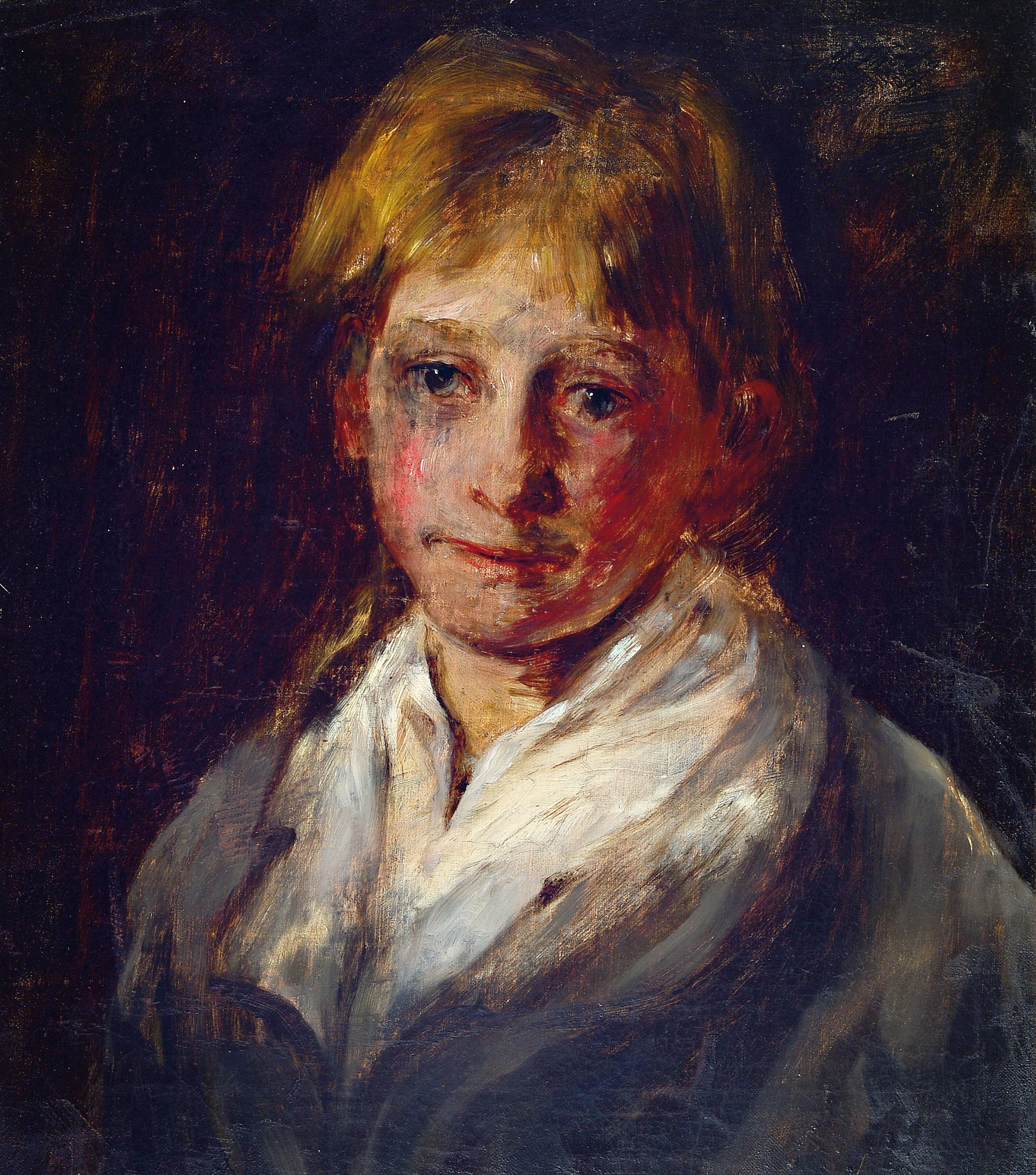 Max Thedy, 1858-1924, Porträt eines jungen Mannes, Öl/Lwd, rechts oben signiert, rest., ca. 45x40cm, R. ca. 57x51cm
