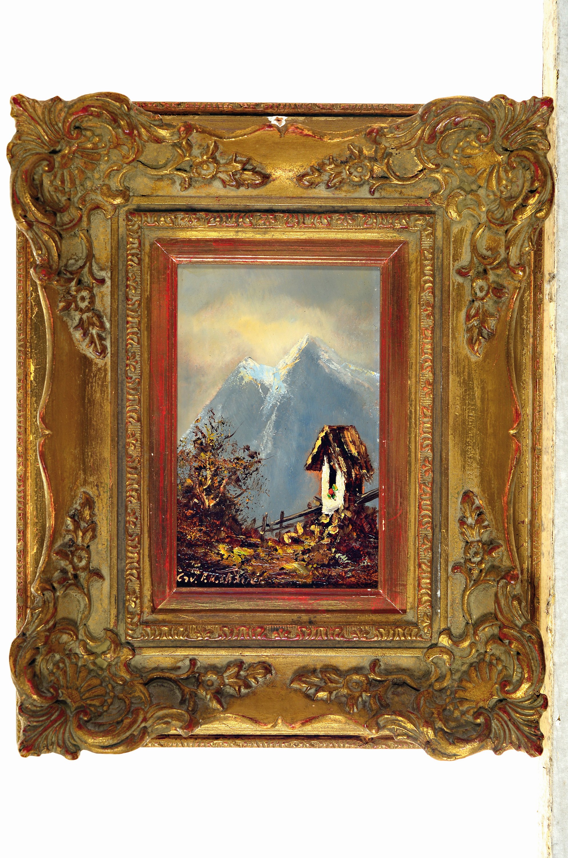 Detail l: Friedrich Karl Thauer, 1924-2009, drei kleine Gemälde mit Landschaften aus Voralpen und Alpen, Öl/Hartfaser, signiert, je ca. 10x15cm, R. ca. ...