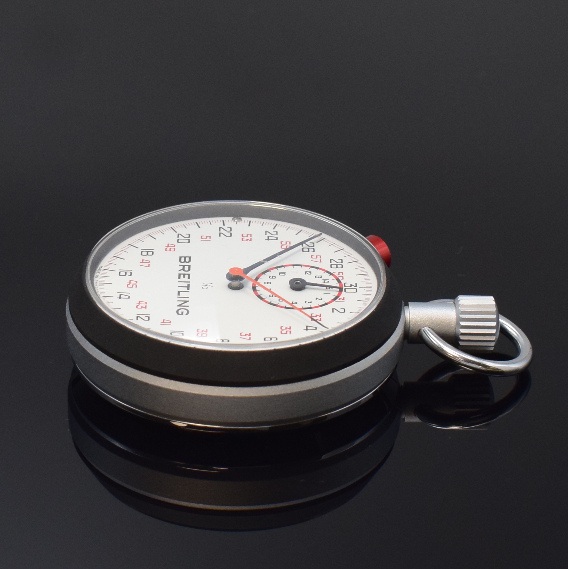 Detail b: BREITLING nahezu neuwertige Stoppuhr mit Rattrapante, Schweiz um 1970, verchromtes Geh., Boden u. geschwärzter Glasrand aufgedr., ...