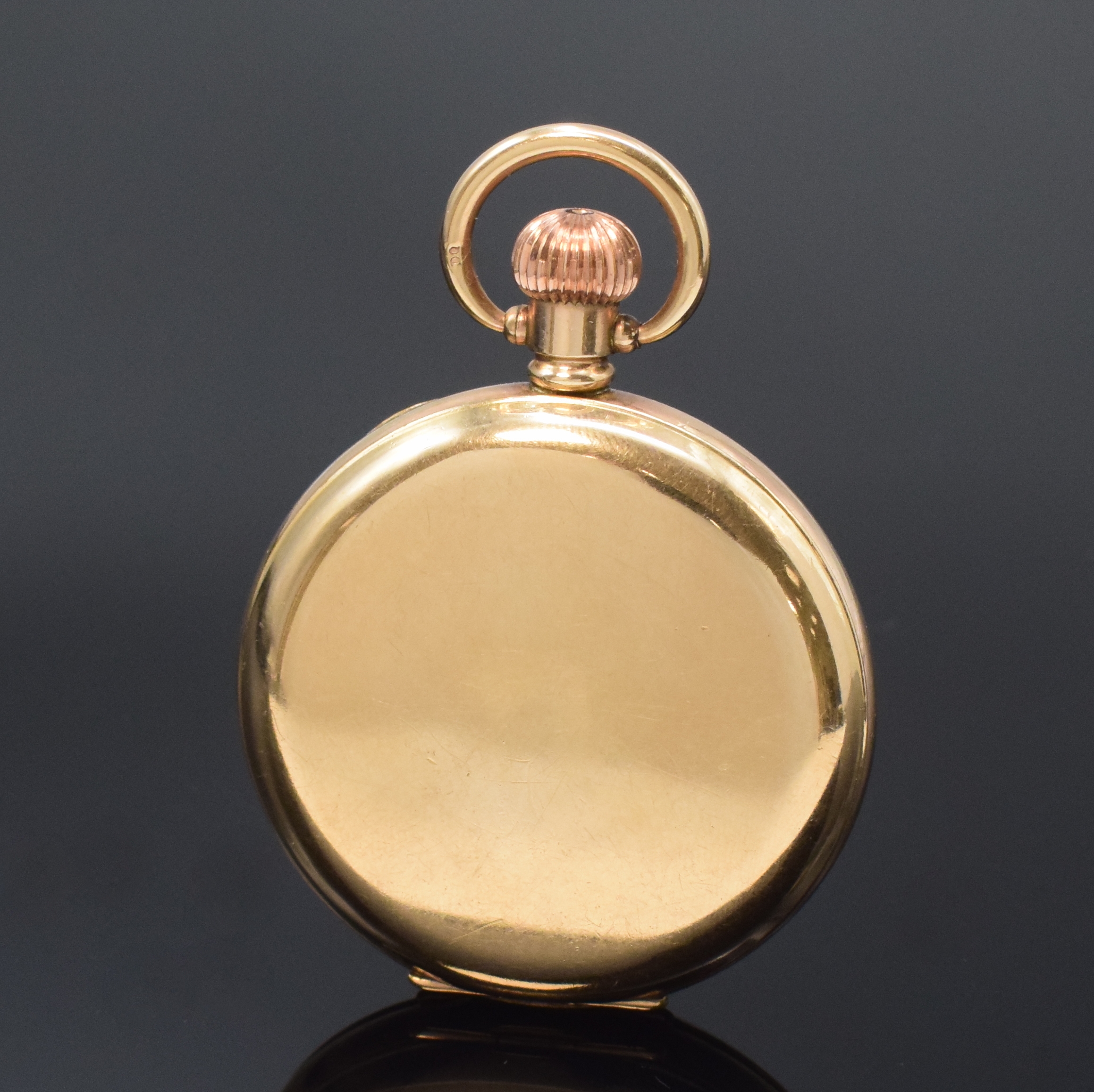 Detail b: AMERICAN WALTHAM Traveler vergoldete Taschenuhr mit späterem erotischen Automaten, USA um 1910, glattes Geh., Cuvette fehlt, 2-tlg. Emailzifferbl. ...