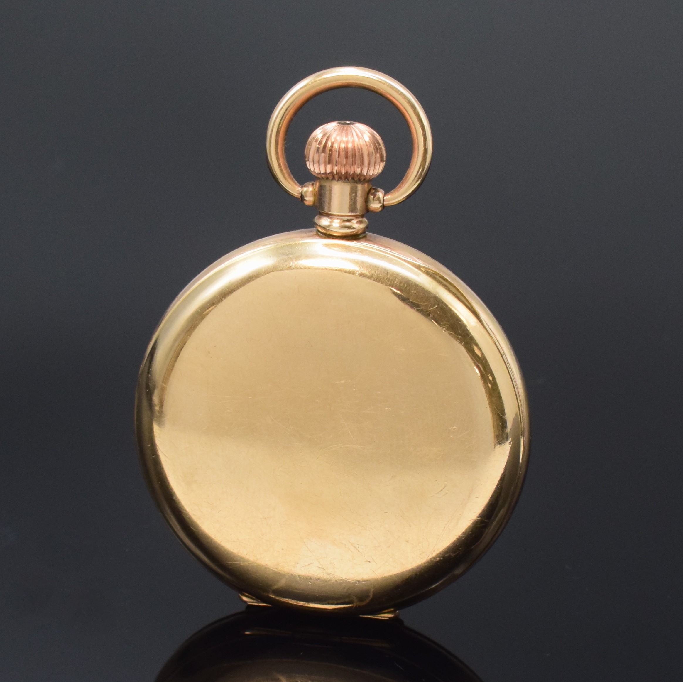 Detail c: AMERICAN WALTHAM Traveler vergoldete Taschenuhr mit späterem erotischen Automaten, USA um 1910, glattes Geh., Cuvette fehlt, 2-tlg. Emailzifferbl. ...