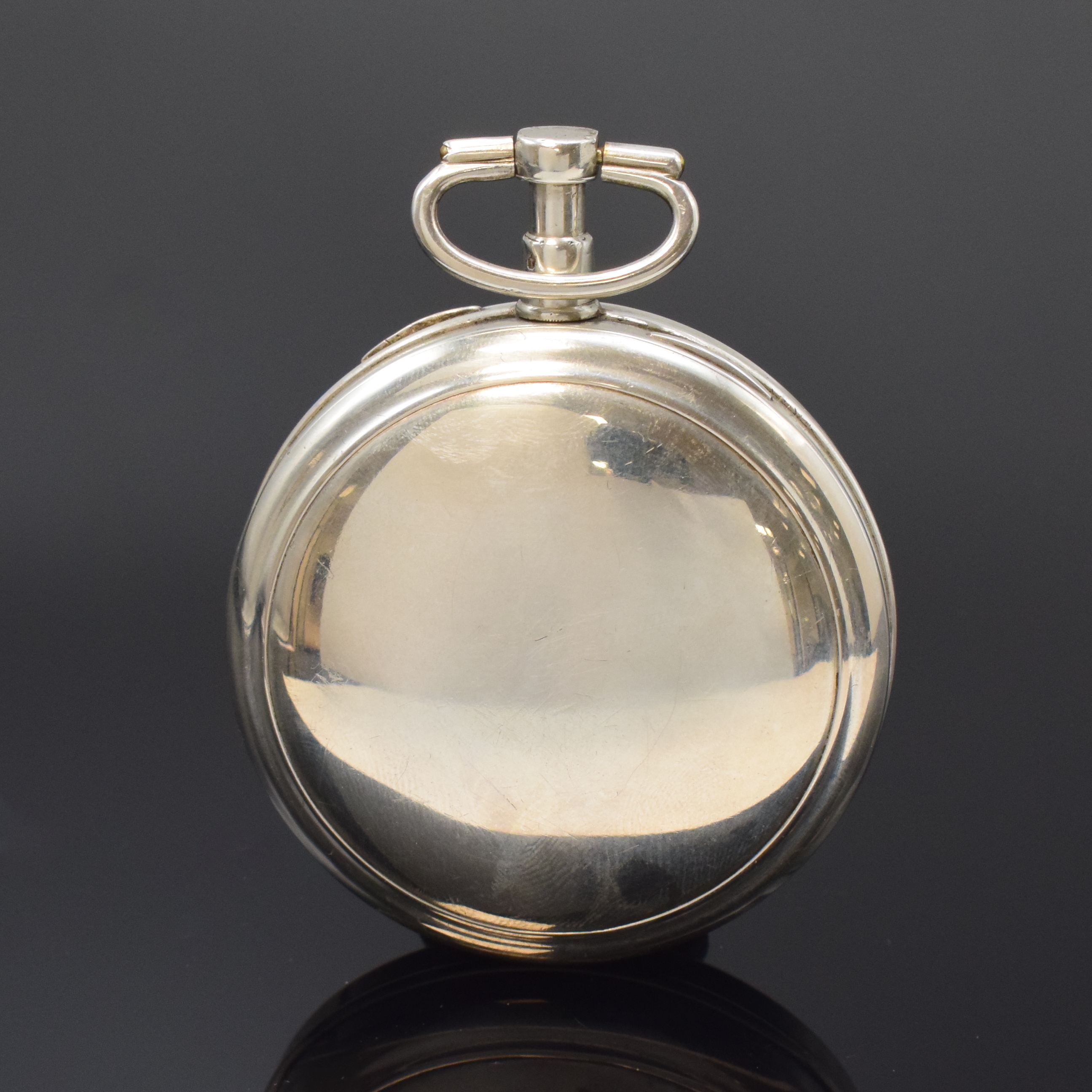 Detail a: LECHOPIEAINE à Paris Spindeltaschenuhr mit Wecker in Silber, Frankreich um 1820, Schlüsselaufzug, schweres glattes Geh., Lünette zu richten, ...