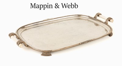 Image Magnificent tray, England, MAPPIN & WEBB , Sheffield 1954, silver 925, hammer ...