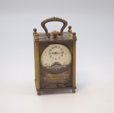 Image HEBDOMAS rare 8-days table clock for the 6th Austrian federal shooting Vienna 1908, ...