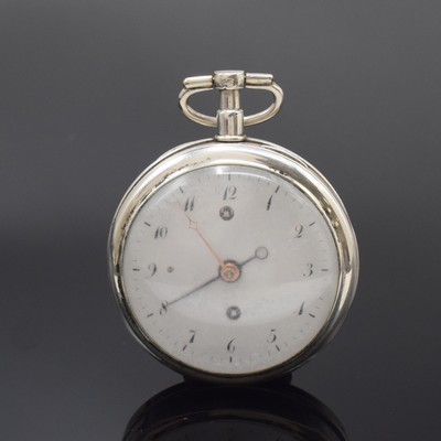 Image LECHOPIEAINE à Paris Spindeltaschenuhr mit Wecker in Silber, Frankreich um 1820, ...