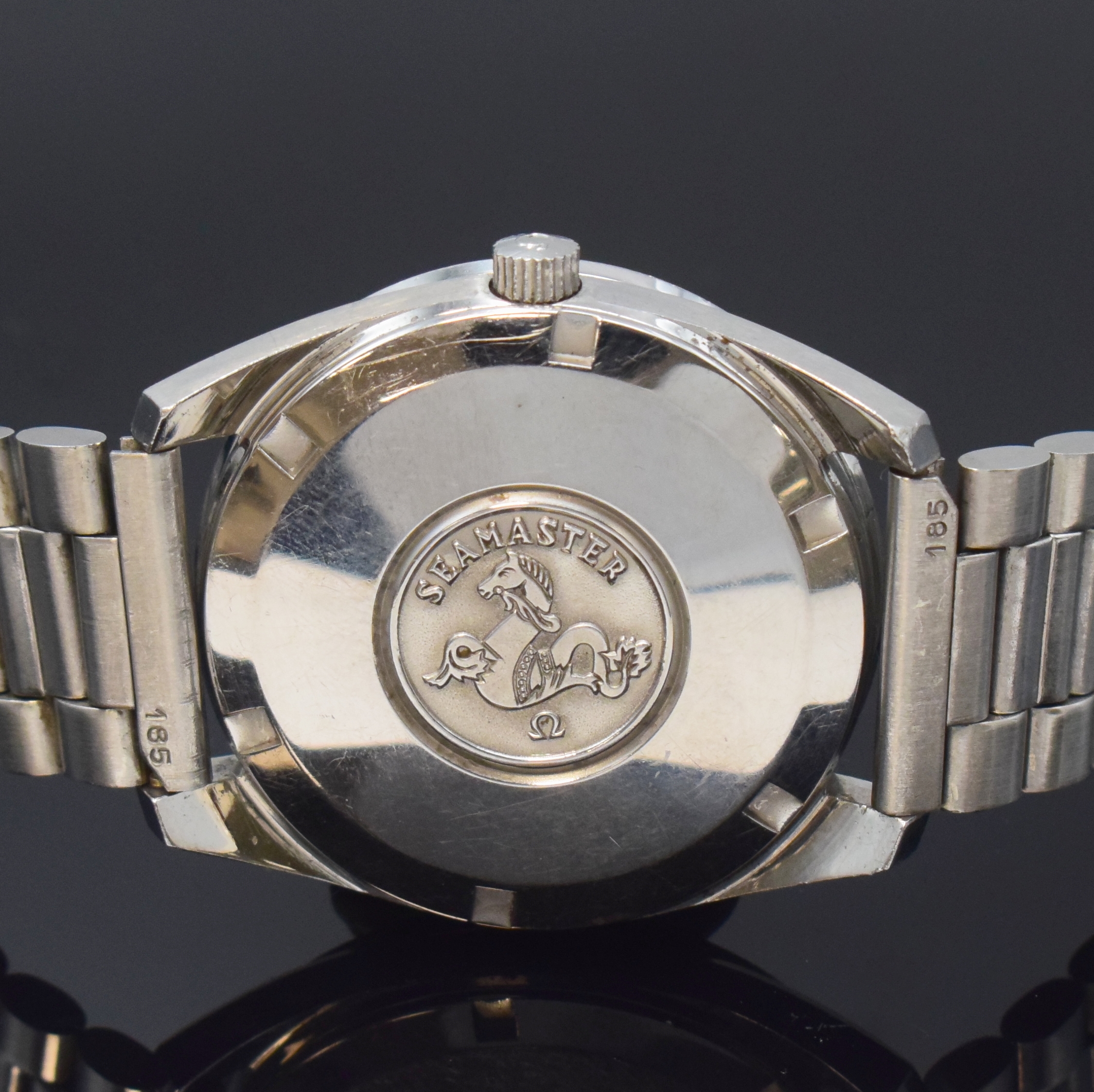 Detail d: OMEGA Seamaster Chronometer seltene Herren- armbanduhr Referenz 168.022 in Stahl, Schweiz um 1969, Automatik, verschr. Boden m. Seamaster-Logo, orig. ...