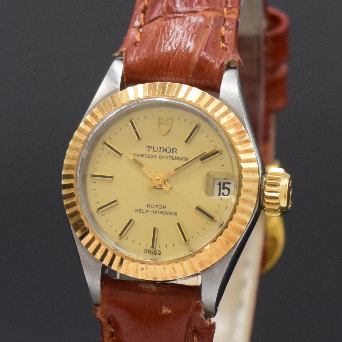Detail a: TUDOR Princess Oysterdate Referenz 7592/3 Damenarmbanduhr in Stahl/Gold, Schweiz um 1967, Automatik, Oystergeh. m. Riffel-Lünette, Boden u. Krone ...