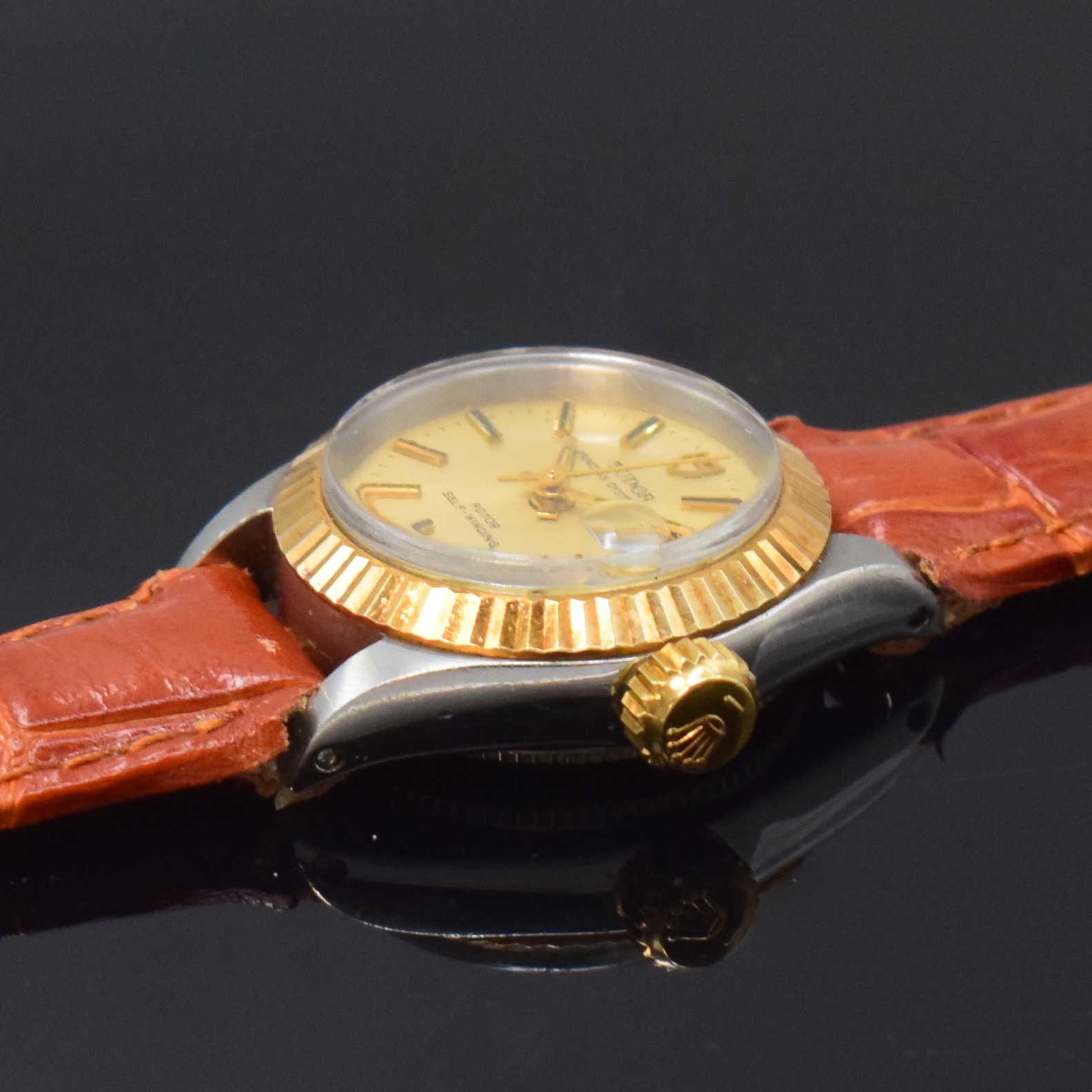 Detail b: TUDOR Princess Oysterdate Referenz 7592/3 Damenarmbanduhr in Stahl/Gold, Schweiz um 1967, Automatik, Oystergeh. m. Riffel-Lünette, Boden u. Krone ...