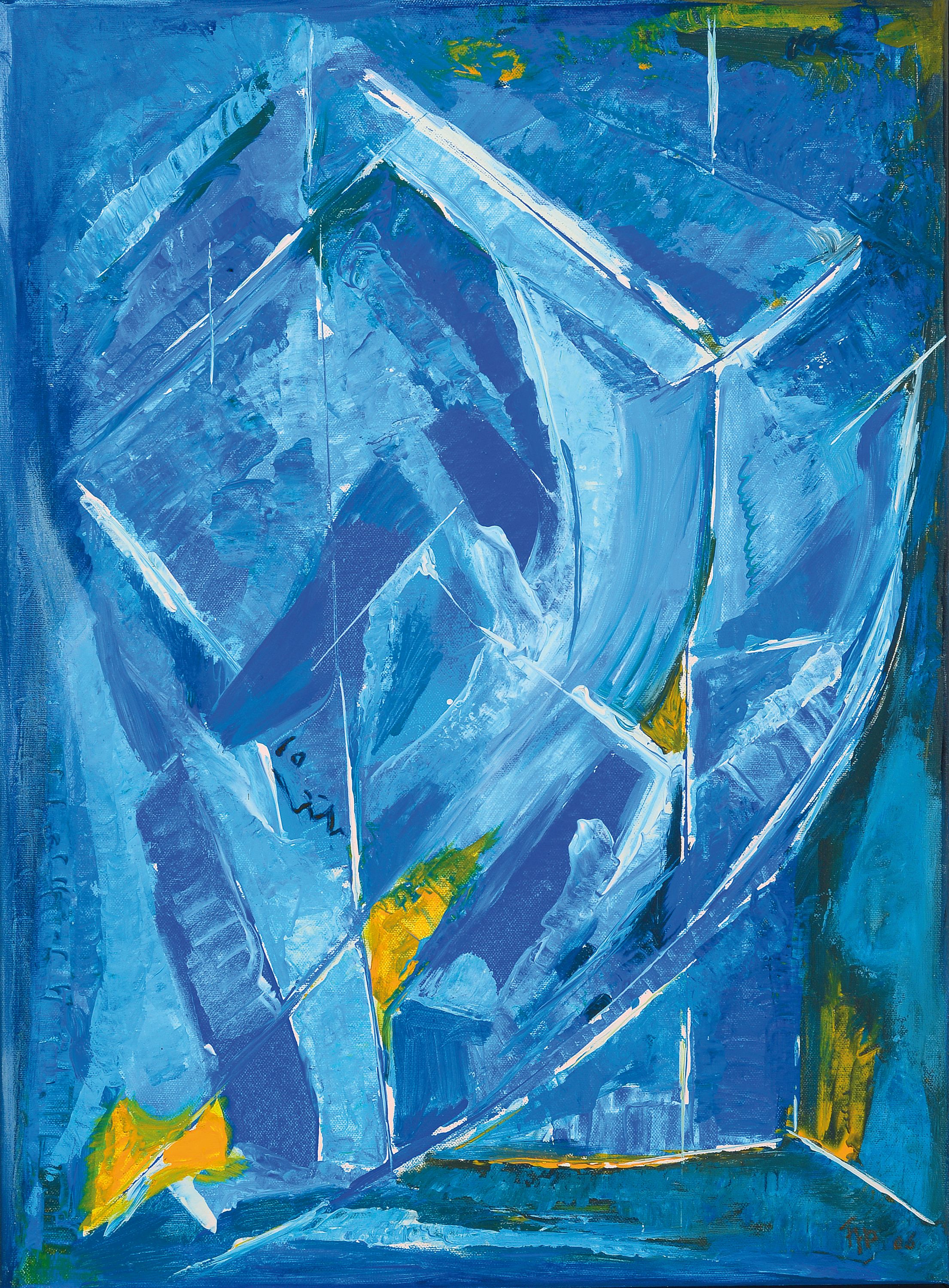 Franz Heinrich Beeck, 1927 Brodenbach-2023 Bonn, Komposition in Blau, Öl/Lwd, re. u. sign. und dat. 08, ca. 67x48cm, Rahmen mit SChattenfuge ca. ...