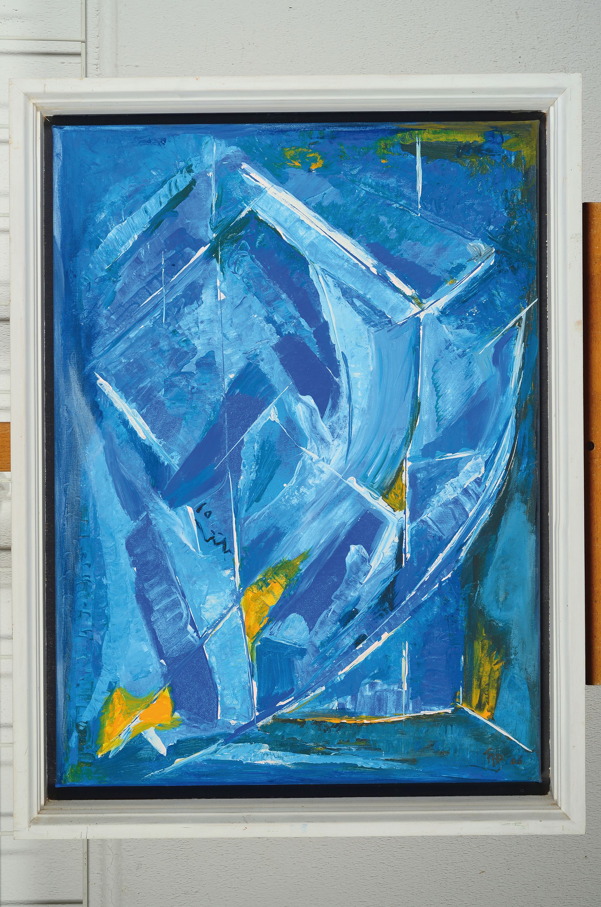 Detail k: Franz Heinrich Beeck, 1927 Brodenbach-2023 Bonn, Komposition in Blau, Öl/Lwd, re. u. sign. und dat. 08, ca. 67x48cm, Rahmen mit SChattenfuge ca. ...
