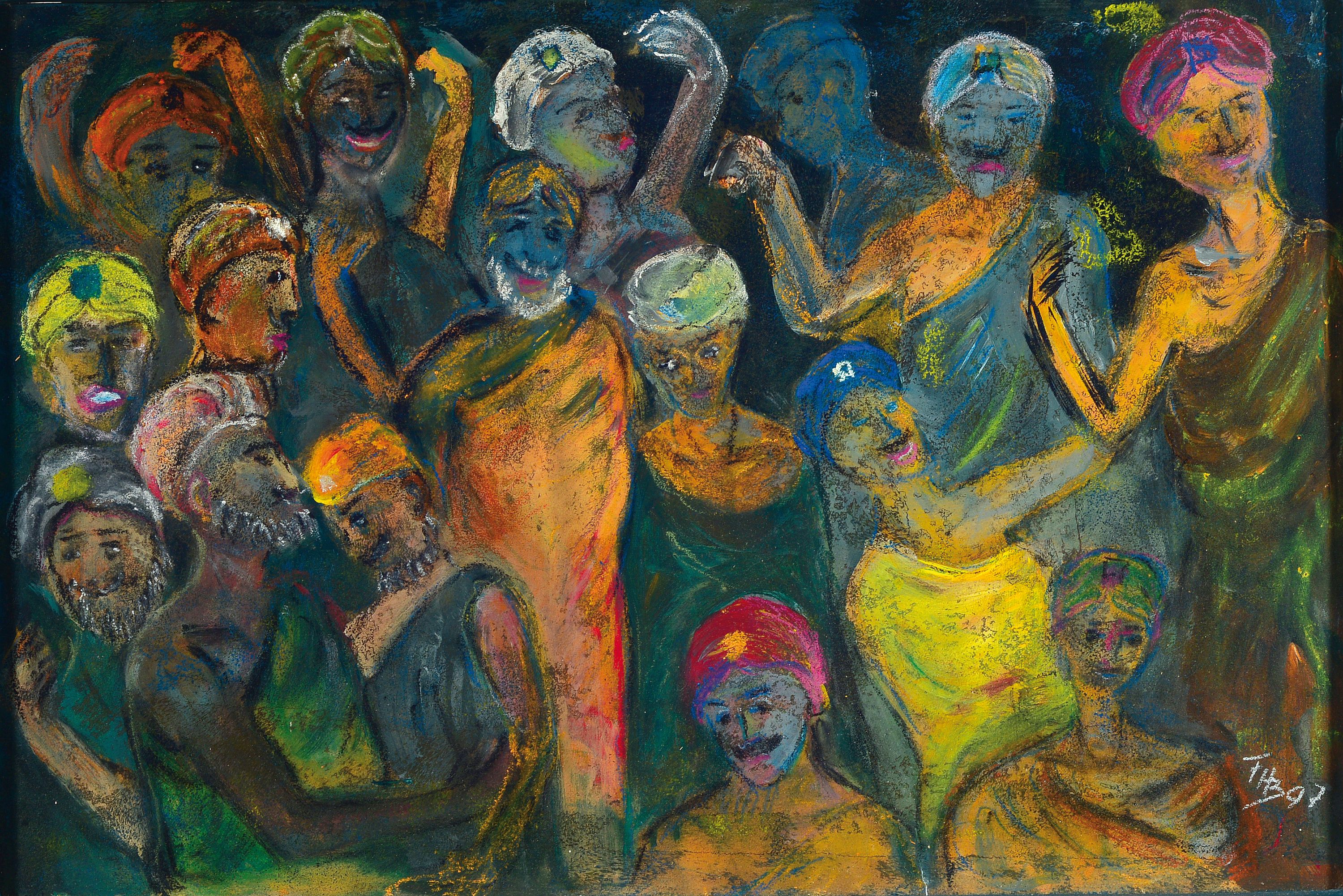 Franz Heinrich Beeck, 1927 Brodenbach-2023 Bonn, 50 Jahre freies Indien, Öl/Spanplatte, re. u. sign. und dat. 97, ca.