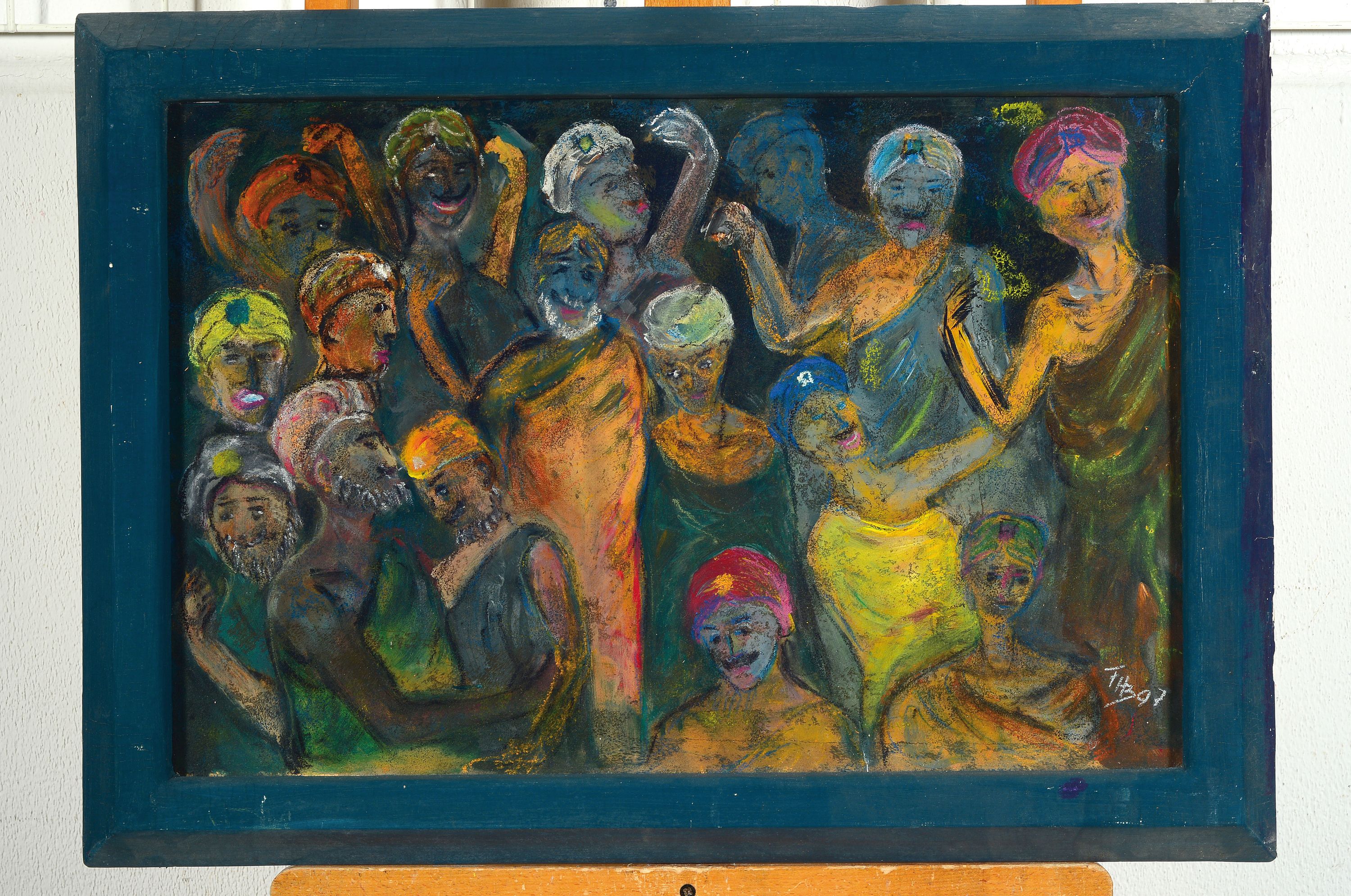 Detail k: Franz Heinrich Beeck, 1927 Brodenbach-2023 Bonn, 50 Jahre freies Indien, Öl/Spanplatte, re. u. sign. und dat. 97, ca.