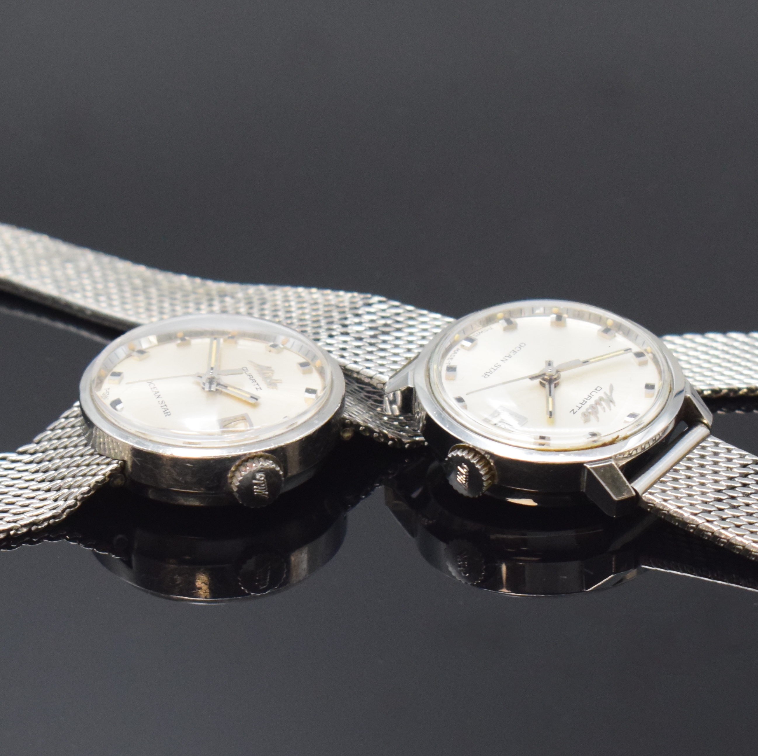Detail b: MIDO Ocean Star 2 Damenarmbanduhren in Stahl am Milanaiseband Referenz 7163 / 7167, Schweiz um 1970, quartz, Monocoque-Geh., orig. Kronen u. Gläser, ...