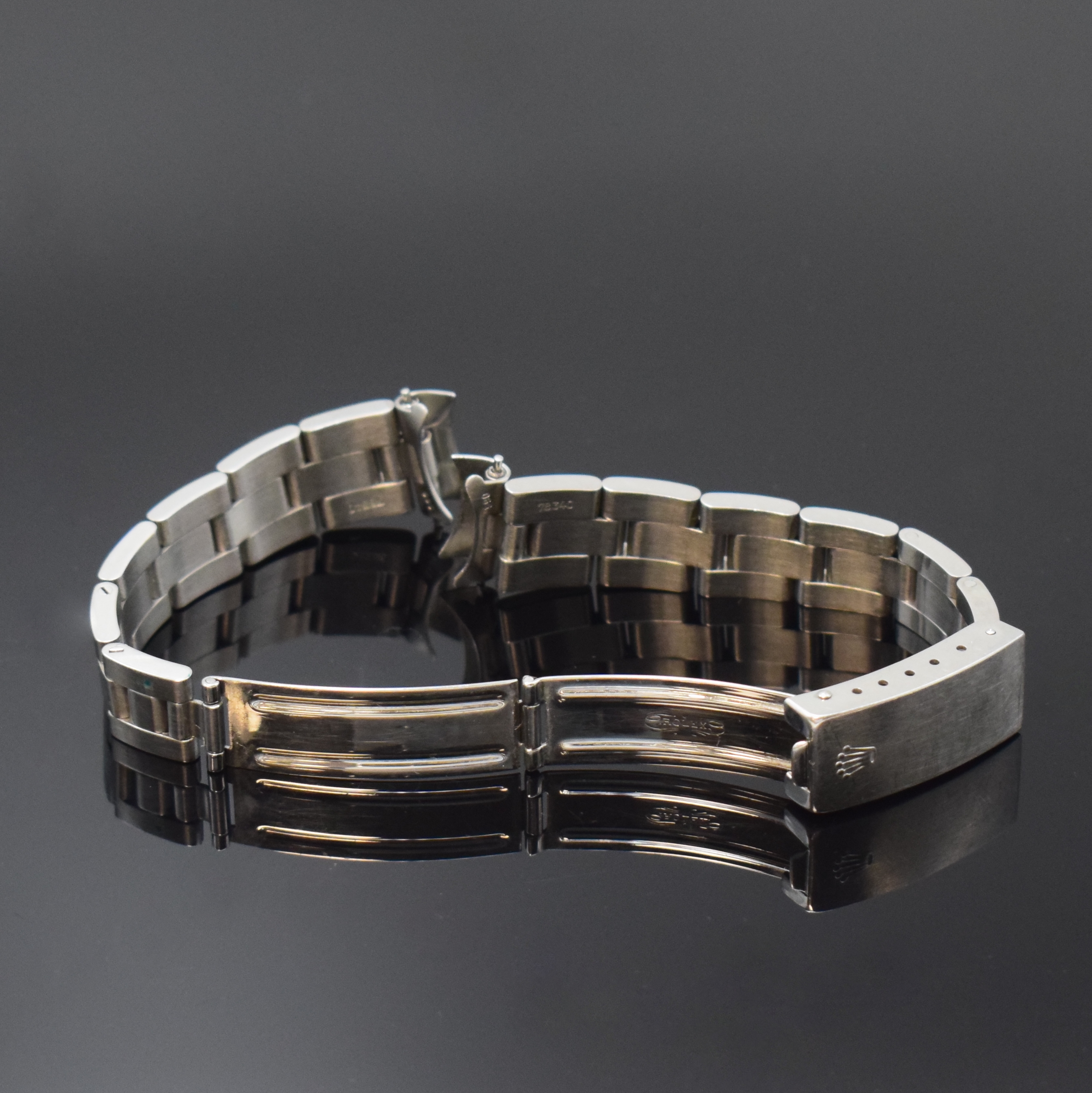 ROLEX Damen Oysterband Referenz 78340, Schweiz um 1990, satiniertes Band m. Faltschl., 13-mm-Anstoß Nummer 590, L. ca. 15 cm, in gutem ...
