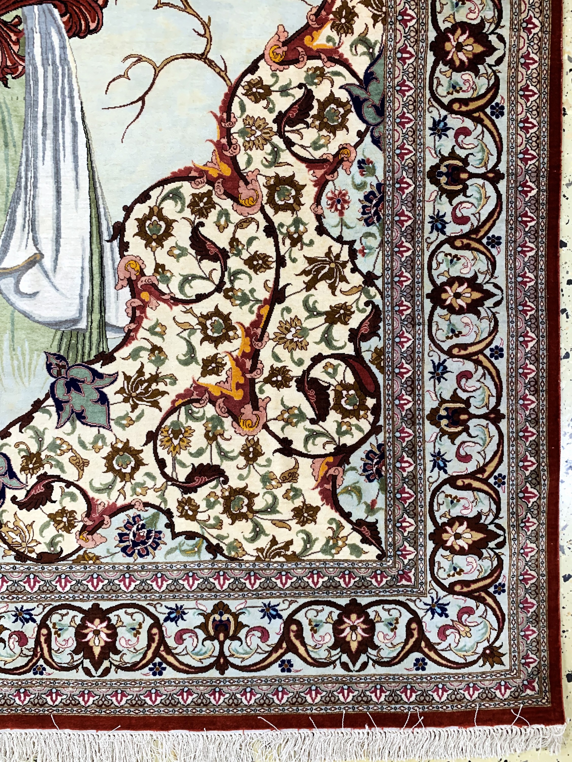 Detail a: Ghom Seide fein Persien, signiert(Mirmehdi), Ende 20.Jhd, reine Naturseide, ca. 200 x 137 cm, ca. 1,0 Mio. Kn/qm, EHZ: 1-2