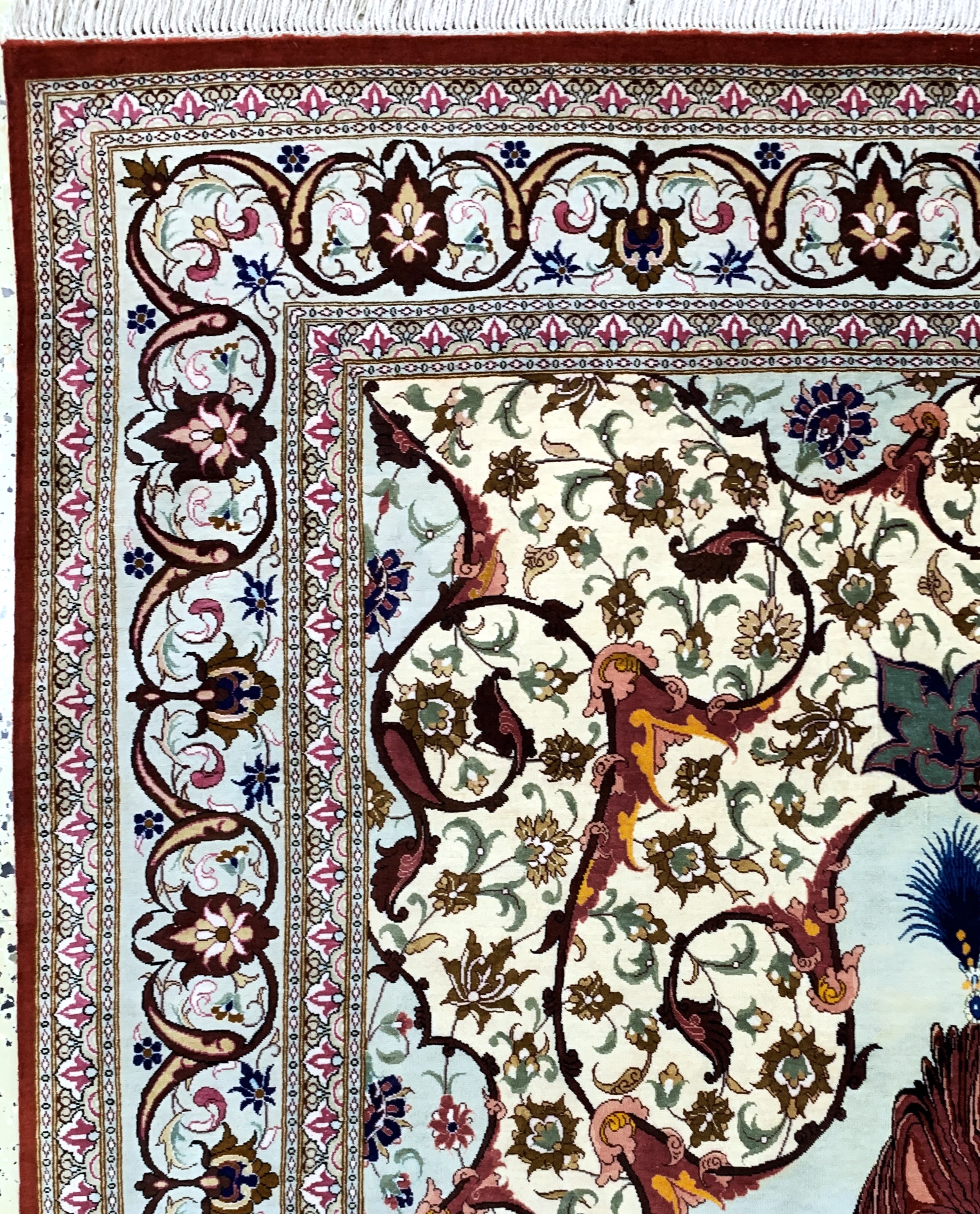 Detail d: Ghom Seide fein Persien, signiert(Mirmehdi), Ende 20.Jhd, reine Naturseide, ca. 200 x 137 cm, ca. 1,0 Mio. Kn/qm, EHZ: 1-2