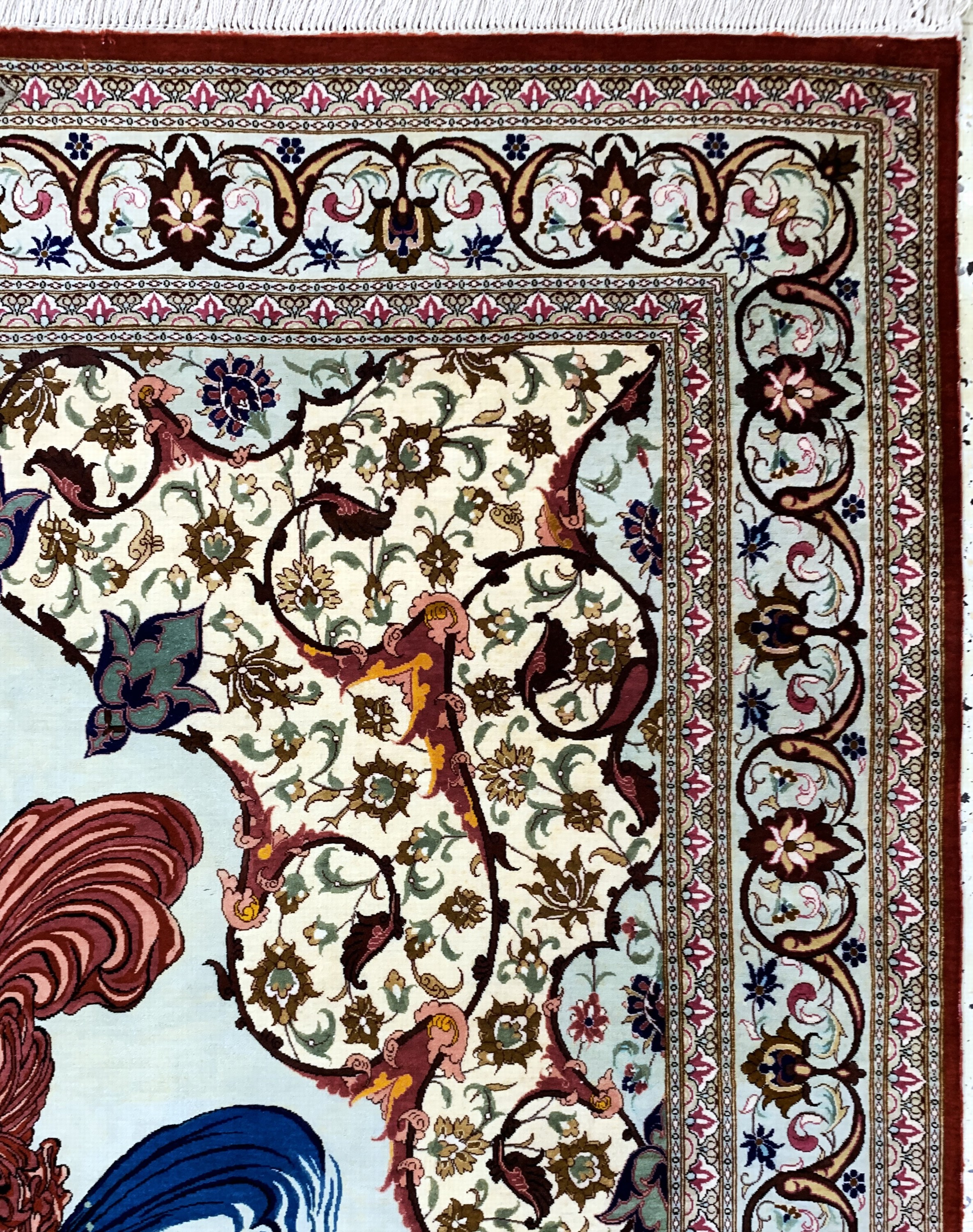 Detail e: Ghom Seide fein Persien, signiert(Mirmehdi), Ende 20.Jhd, reine Naturseide, ca. 200 x 137 cm, ca. 1,0 Mio. Kn/qm, EHZ: 1-2