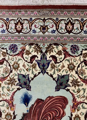 26780067c - Qum Seide fein Persia, signiert(Mirmehdi), Ende 20.Jhd, reine Naturseide, approx. 200 x 137 cm, approx. 1,0 Mio. Kn/sm, condition: 1-2. Rugs, Carpets & Flatweaves