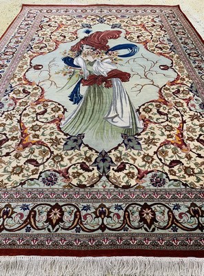 26780067d - Qum Seide fein Persia, signiert(Mirmehdi), Ende 20.Jhd, reine Naturseide, approx. 200 x 137 cm, approx. 1,0 Mio. Kn/sm, condition: 1-2. Rugs, Carpets & Flatweaves