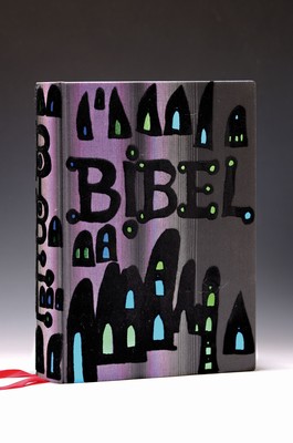 26780149k - The Bible, illustrated by Friedensreich Hundertwasser (1928-2000), Pattloch Verlag Augsburg 1995, linen binding of each edition differs in color combination and type of inlay, in a slipcase