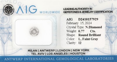 Image 26780196 - Loser Brillant, ca. 0.77 ct getöntes Weiß (L) Faint Gray/p2, mit AIG-Expertise Schätzpreis: 1400, - EUR