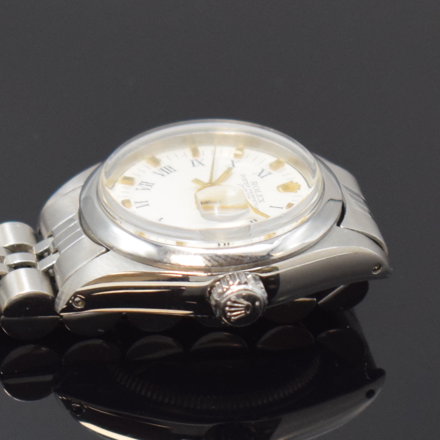 Detail c: ROLEX Oyster Perpetual Date Damenarmbanduhr in Stahl Referenz 6919, Schweiz um 1977, Automatik, Chronometer der Superlative, verschr. Boden u. Krone, ...