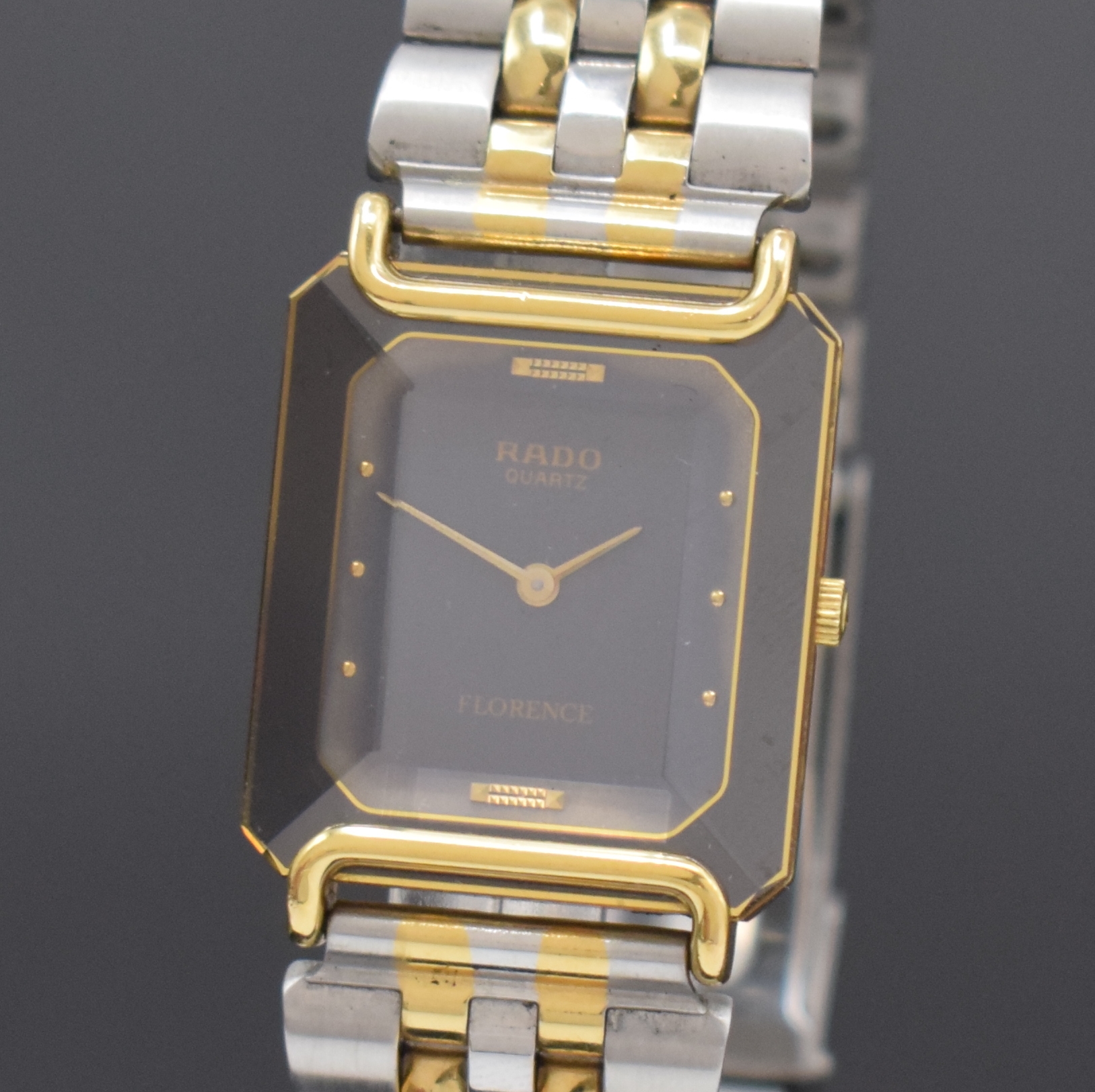 Detail a: RADO Florence Armbanduhr Referenz 153.3455.2, Schweiz um 2000, quarz, Stahl/vergoldet inkl. neutr. Gliederband m. Faltschl., Boden 4-fach verschr. ...