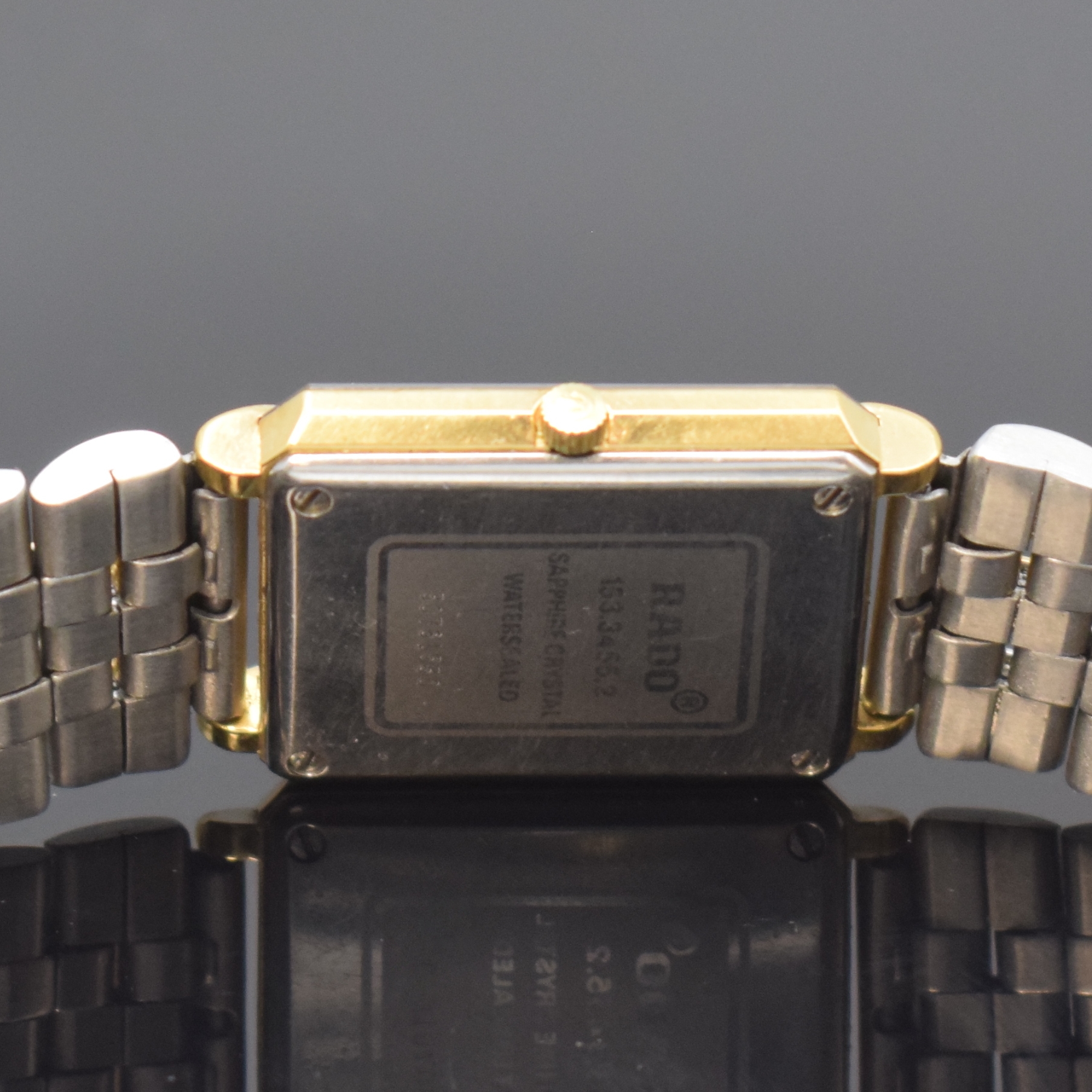 Detail c: RADO Florence Armbanduhr Referenz 153.3455.2, Schweiz um 2000, quarz, Stahl/vergoldet inkl. neutr. Gliederband m. Faltschl., Boden 4-fach verschr. ...