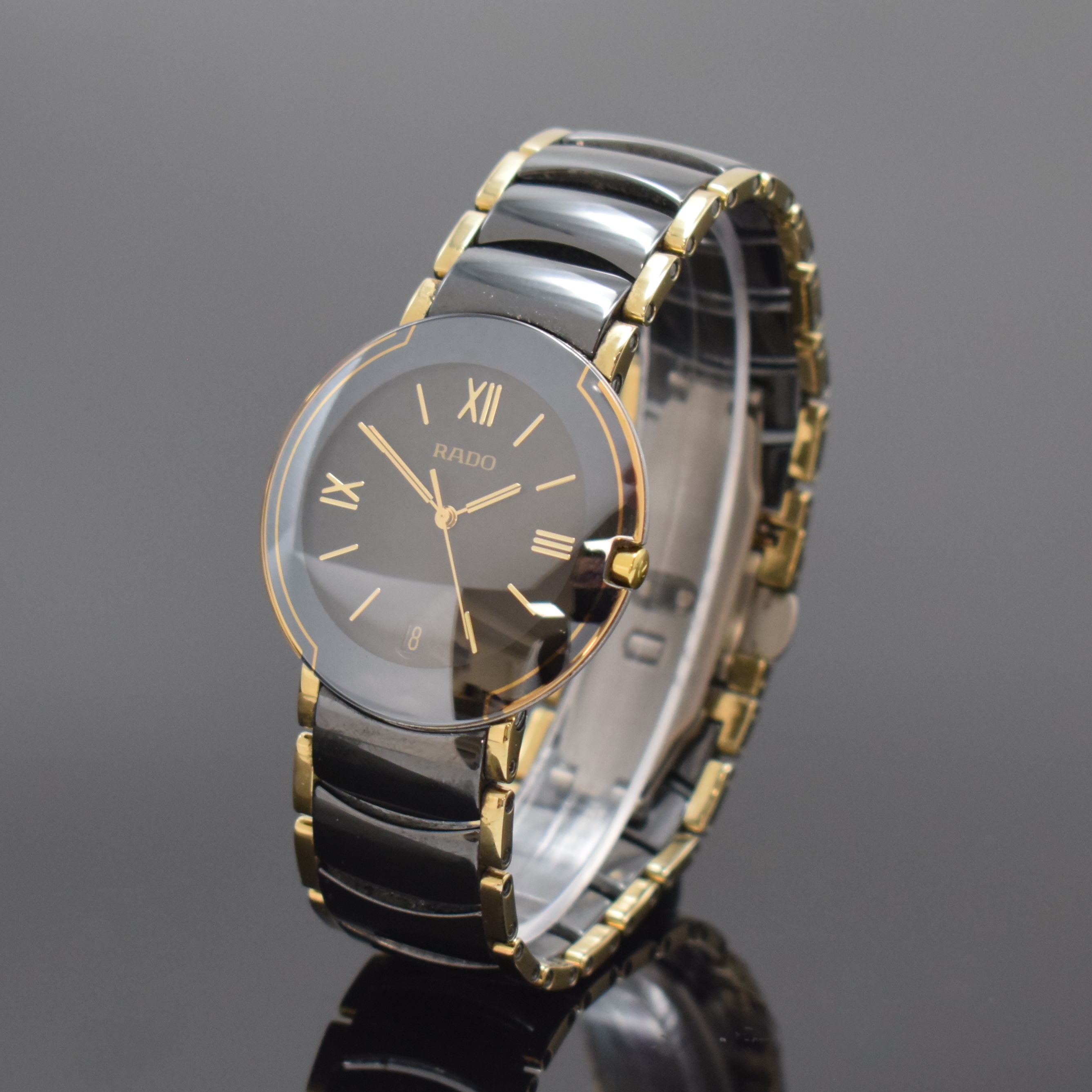 RADO Diastar Herrenarmbanduhr Referenz 115.0622.3, Schweiz um 2006, quarz, Edelstahlgeh., Boden aufgedr., Keramik- Gliederband m. dopp. Faltschl. in ...