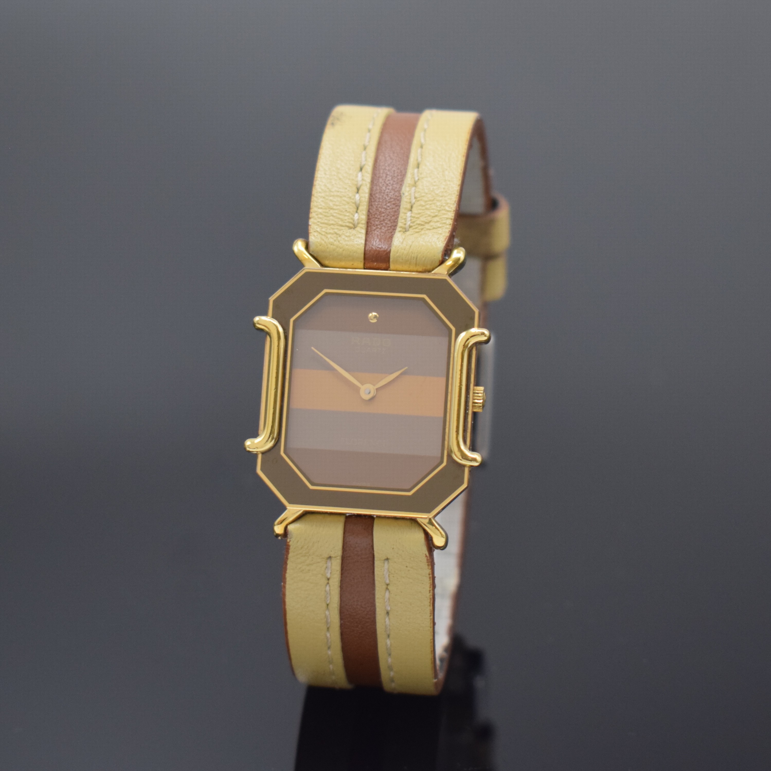 RADO Florence Armbanduhr Referenz 150.3408.2, Schweiz um 1995, quarz, Stahl/vergoldet, Boden 4-fach verschr., mehrfarb. Zifferbl. m. gold. Zeigern, ...
