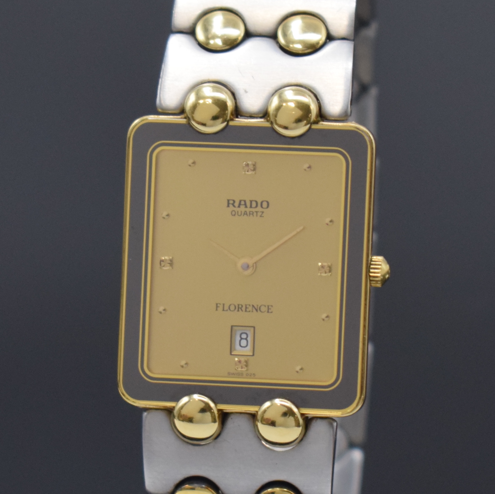 Detail a: RADO Florence Armbanduhr in Stahl/Gold Referenz 160.3530.2, Schweiz um 1995, quarz, orig. Gliederband, Boden 4-fach verschr., Saphirglas, ...