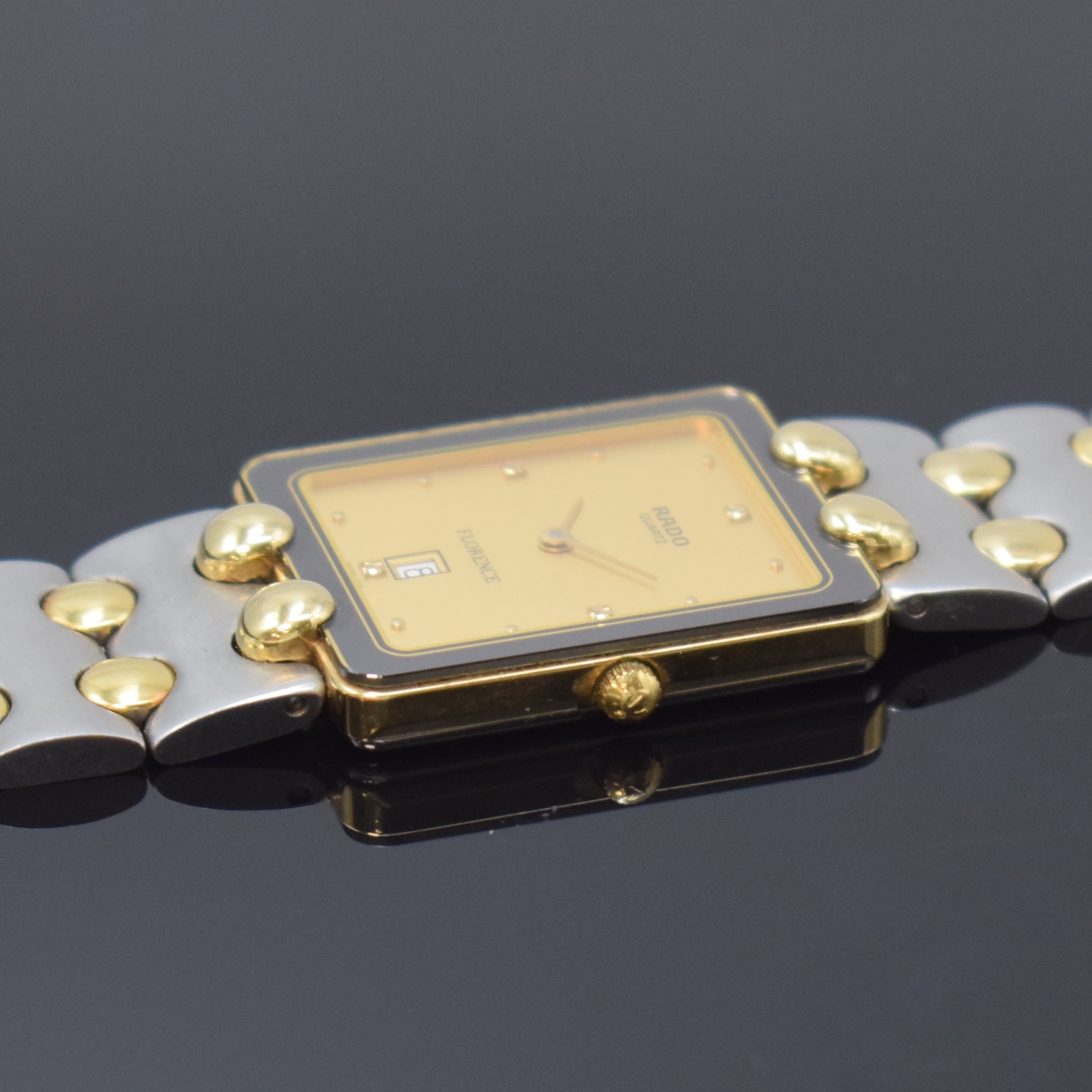 Detail c: RADO Florence Armbanduhr in Stahl/Gold Referenz 160.3530.2, Schweiz um 1995, quarz, orig. Gliederband, Boden 4-fach verschr., Saphirglas, ...
