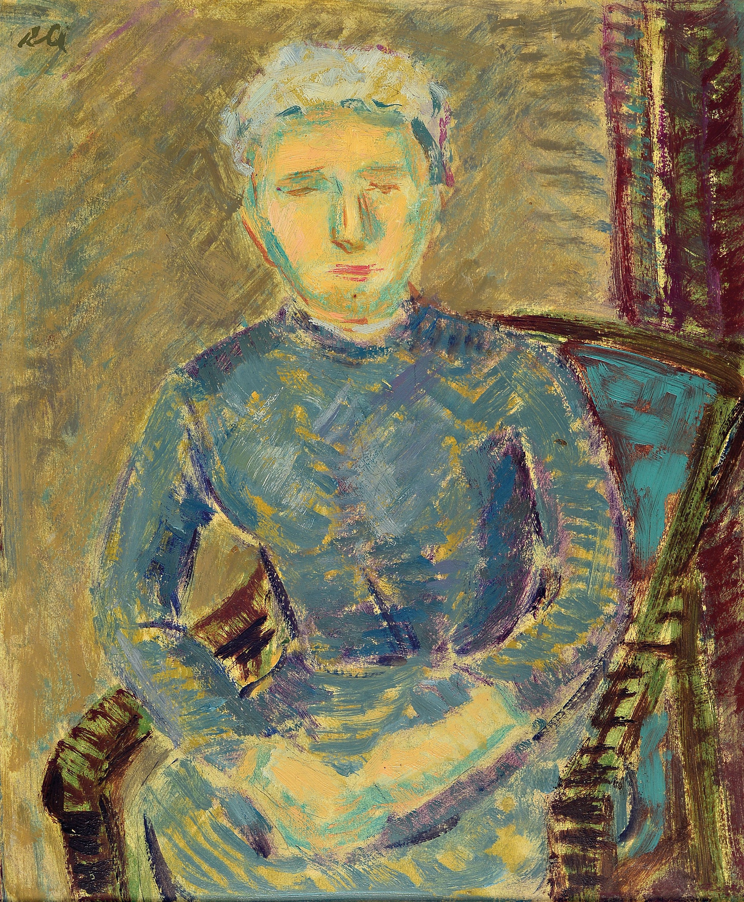 Rolf Müller-Landau, 1903-1956 Bad Bergzabern, Porträt der Hermine Müller, Öl/Malkarton, links oben monogr., ca. 26x22cm, R.