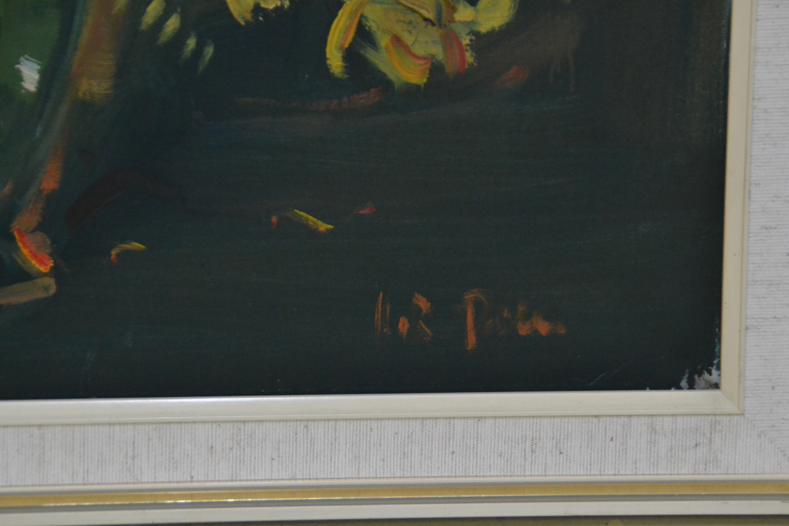 Detail a: Hans Rolf Peter, 1926-2020 Neustadt/Wstr., Forsythien, Öl/Lwd, sign., ca. 80x60cm, R.