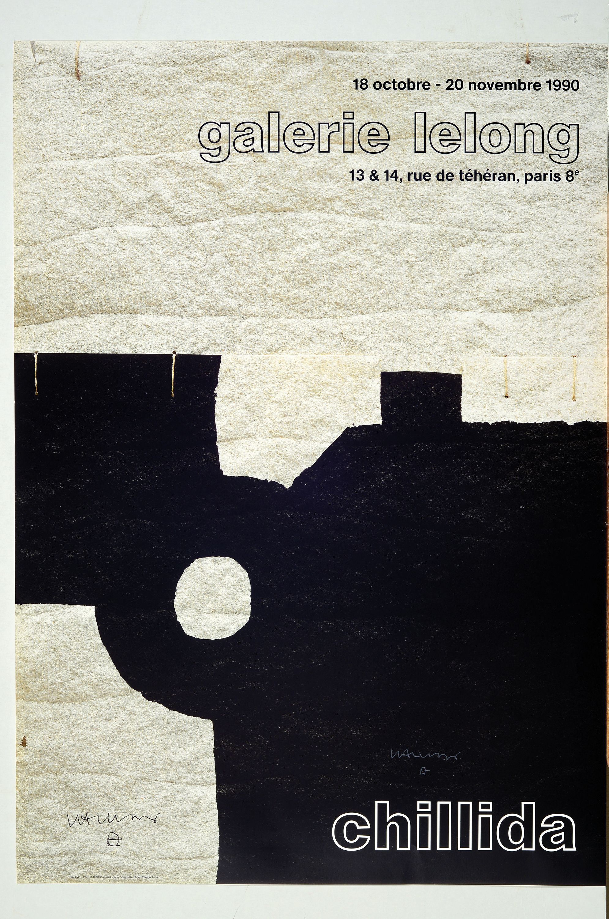 Detail k: Eduardo Chillida, 1924-2002, Galerie Lelong, Paris 1990, Offset-Lithografieauf dünnem Karton, mit Silberstift handsign., ca. 70,5x49,5cm