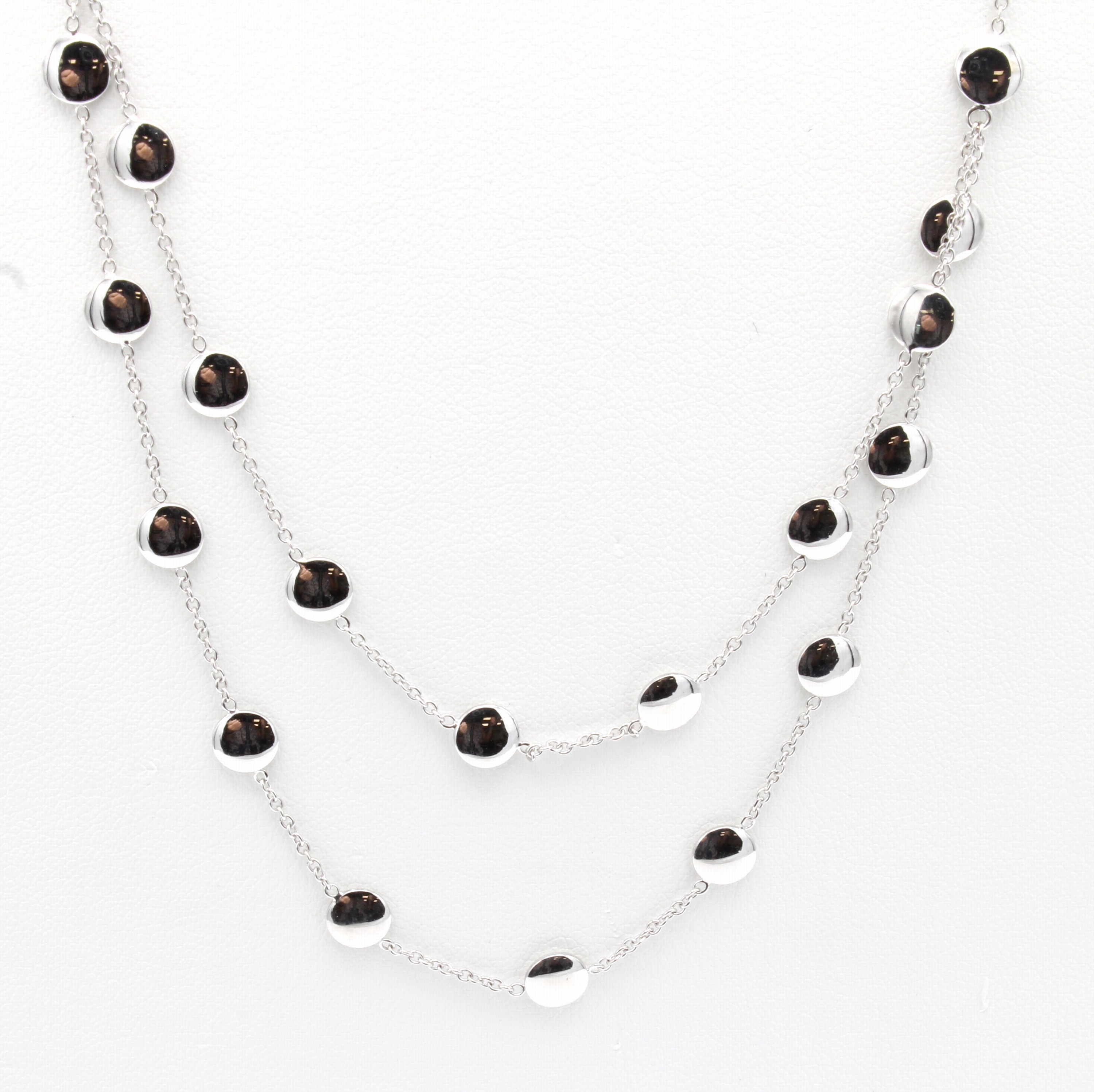 Image 26780776 - Collier, WG 585/000, m. kl. runden Elementen, in L. ca. 42 u. 45 cm tragbar