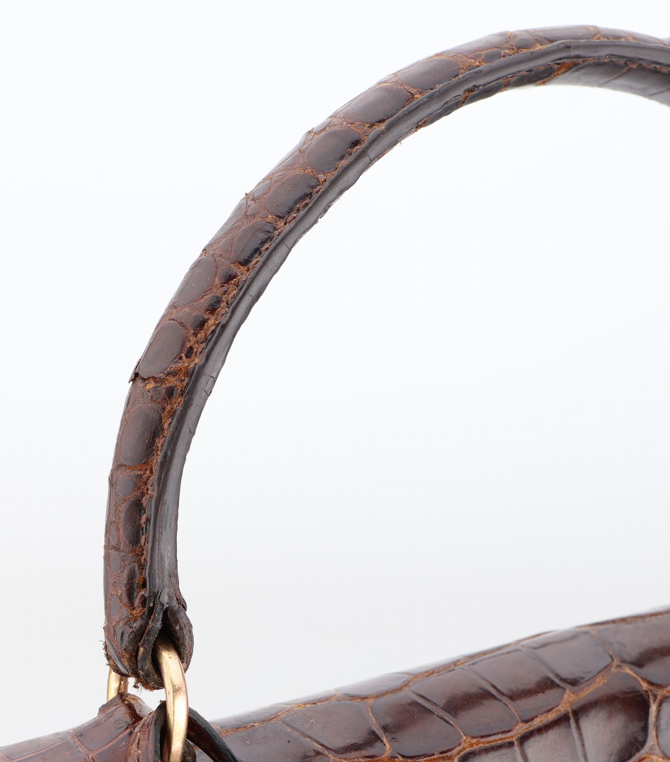 Detail a: Vintage HERMES Kelly Bag, 1960, Shiny Porosus Crocodile in Havanna Braun, Innenaustattung auf feinem Ziegenleder, goldene Hardware, ca. 32 x 11.5 x ...