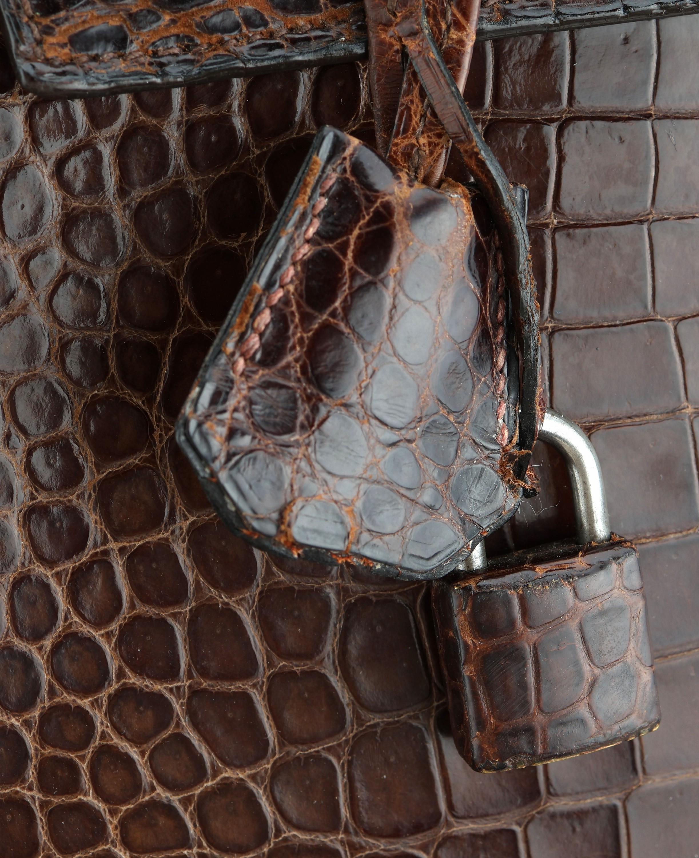 Detail b: Vintage HERMES Kelly Bag, 1960, Shiny Porosus Crocodile in Havanna Braun, Innenaustattung auf feinem Ziegenleder, goldene Hardware, ca. 32 x 11.5 x ...