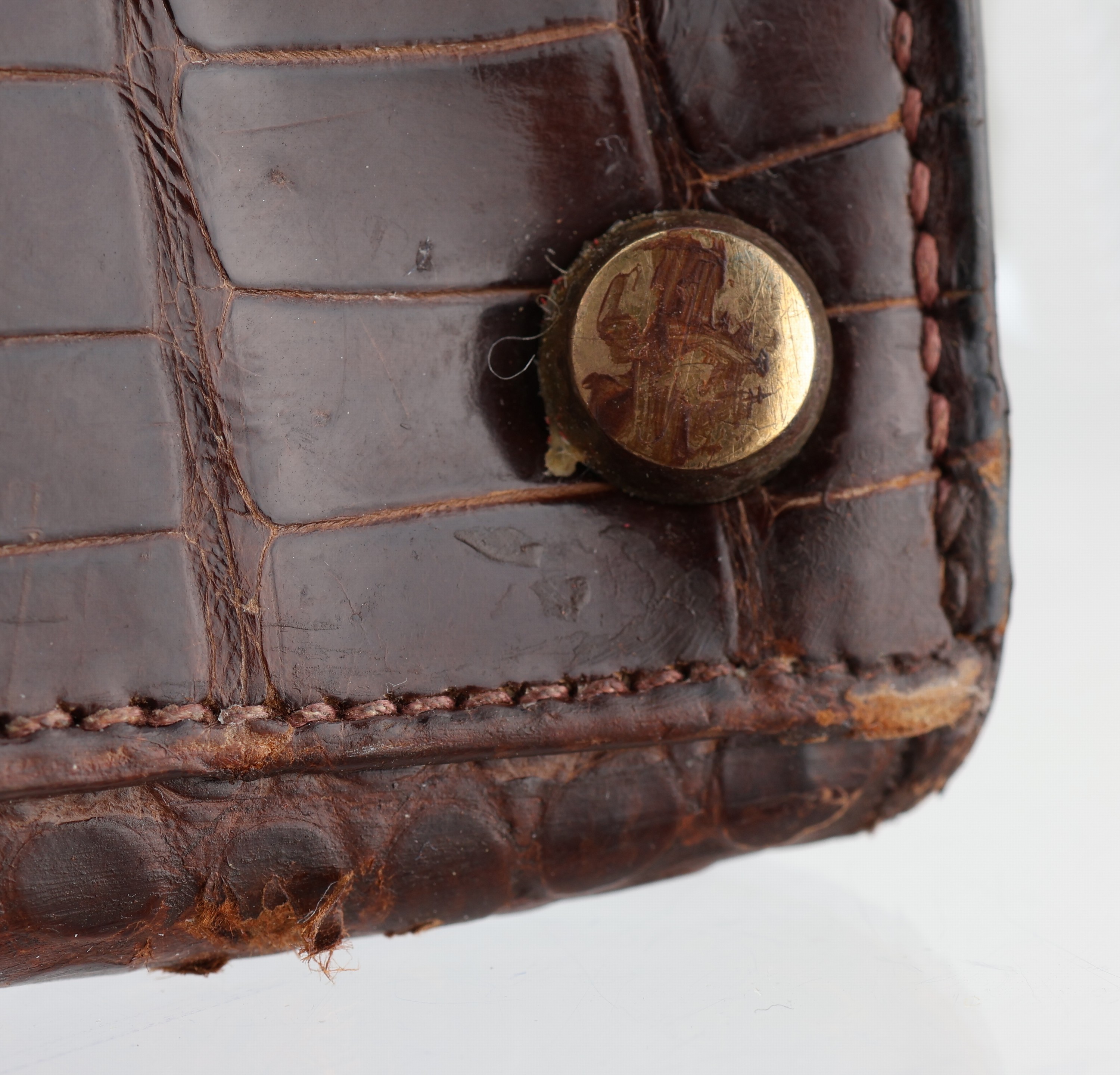 Detail h: Vintage HERMES Kelly Bag, 1960, Shiny Porosus Crocodile in Havanna Braun, Innenaustattung auf feinem Ziegenleder, goldene Hardware, ca. 32 x 11.5 x ...