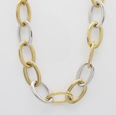 Image Collier im ovalen Ringeldesign, GG/WG 585/ 000, integrierte Karabinerschl., L. ca. 45 cm