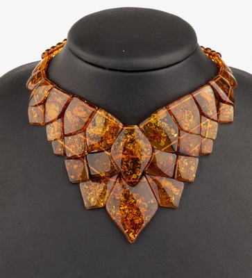 Image 26781319 - Amber-necklace , Art-Deco style, geometric, amber links, honey yellow, l. approx. 43.5 cm, screw clasp
